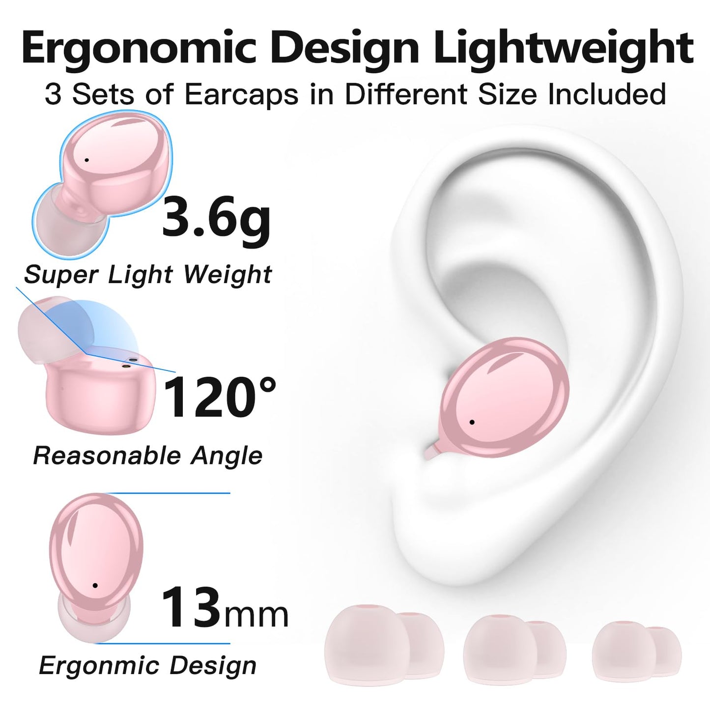 Kurdene True Wireless Earbuds Bluetooth 5.3 Lightweight Bass