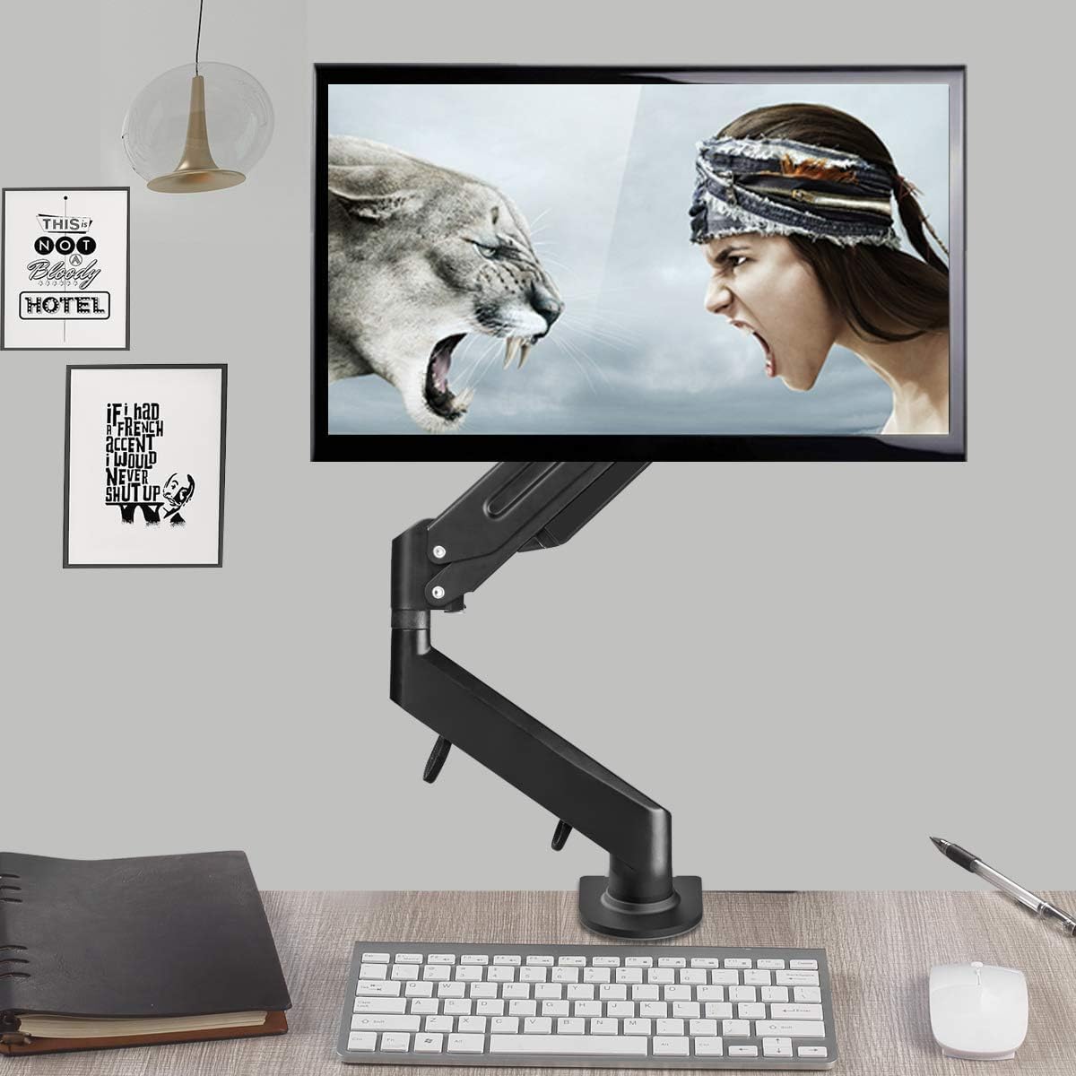Suptek Gas Spring Monitor Arm Desk Mount Fits 17 to 32 Inch