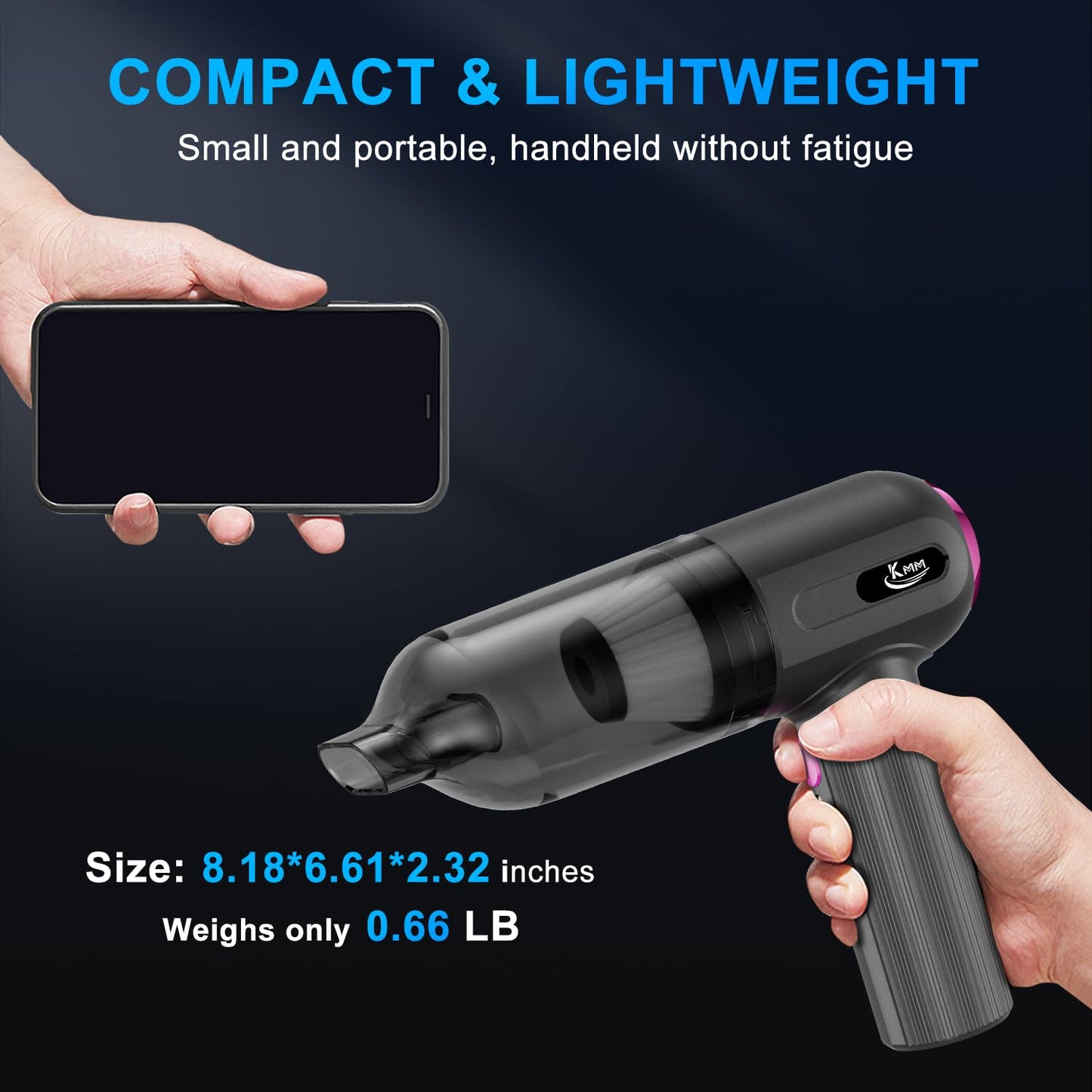KMM Handheld Car Vacuum Cleaner 9000Pa 120W LED Light