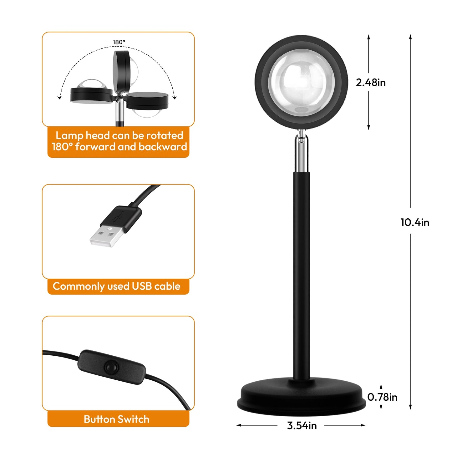 Sunset Lamp Projector 180 Degree Rotation Sun Projection LED