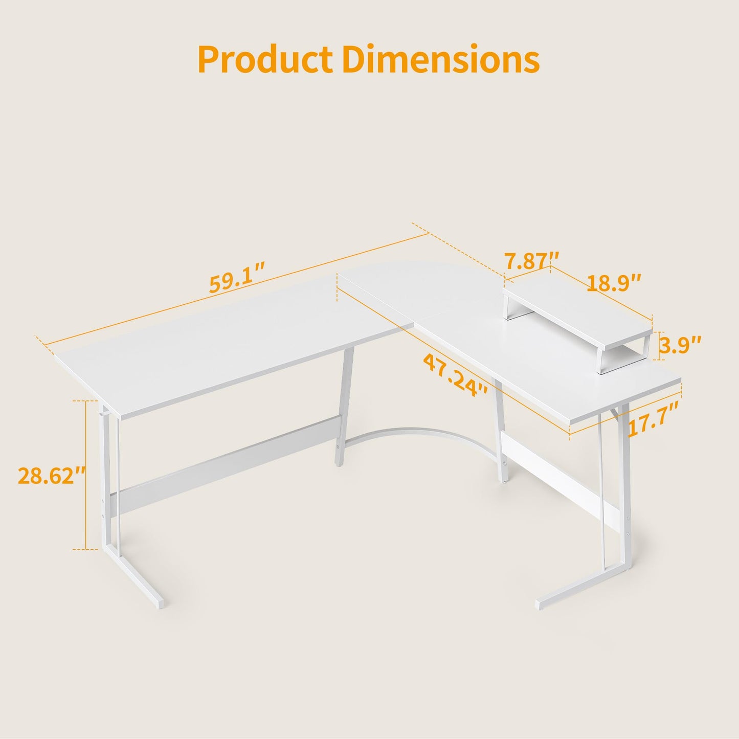 CubiCubi L Shaped Gaming Desk with Carbon Fiber Surface