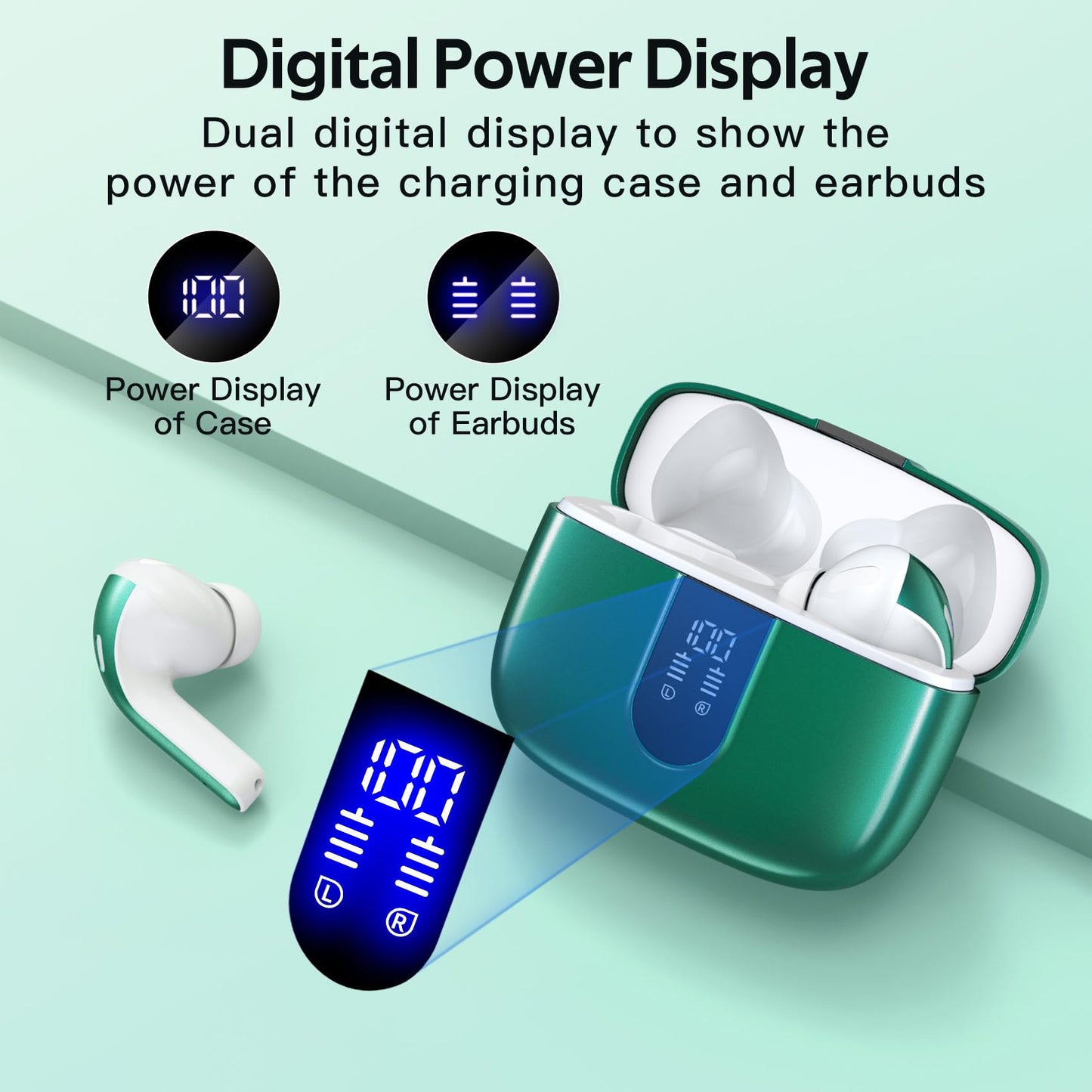 Tagry Bluetooth Earbuds True Wireless LED Power Display Case