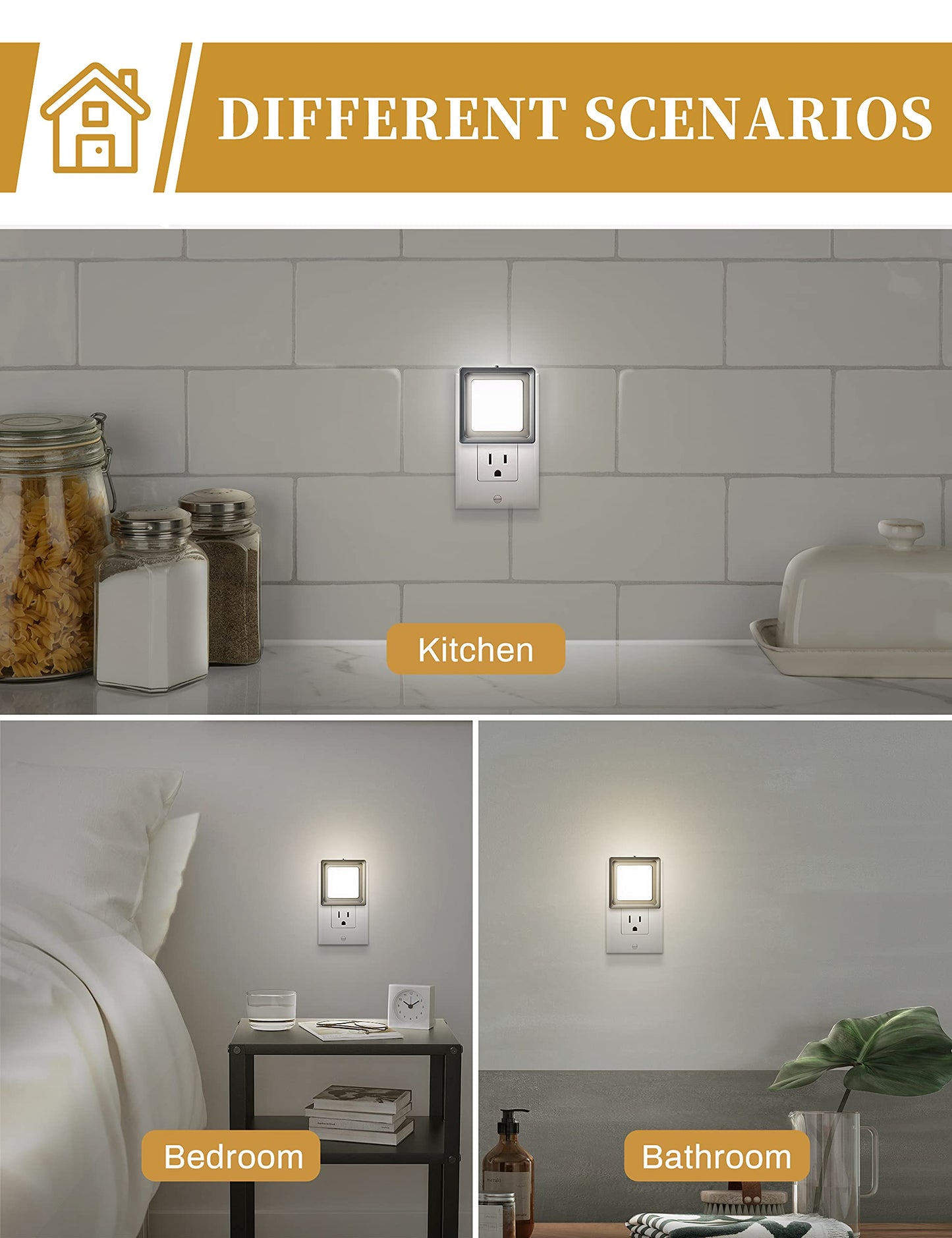 DORESshop LED Night Light 2 Pack Dusk to Dawn Dimmable