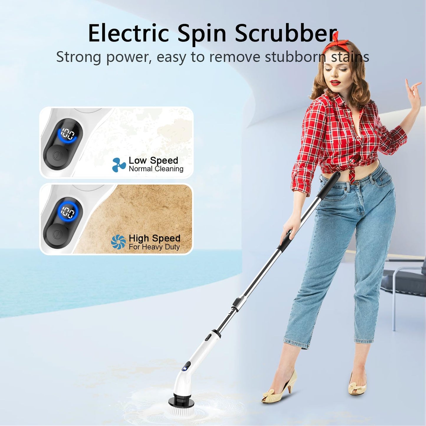 TUYU Electric Spin Scrubber Cordless IPX7 Waterproof