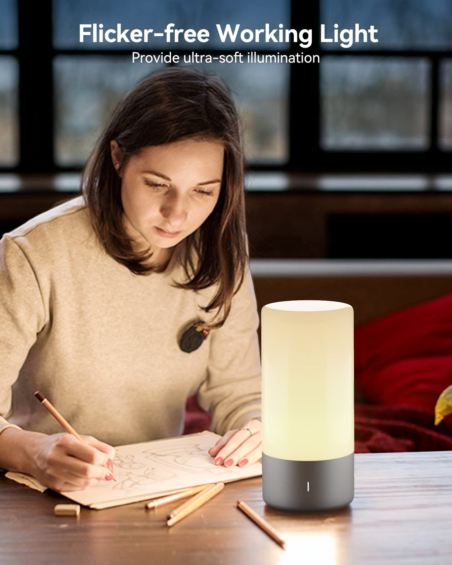 Touch Bedside Table Lamp Rgb 3 Way Dimmable Nightstand