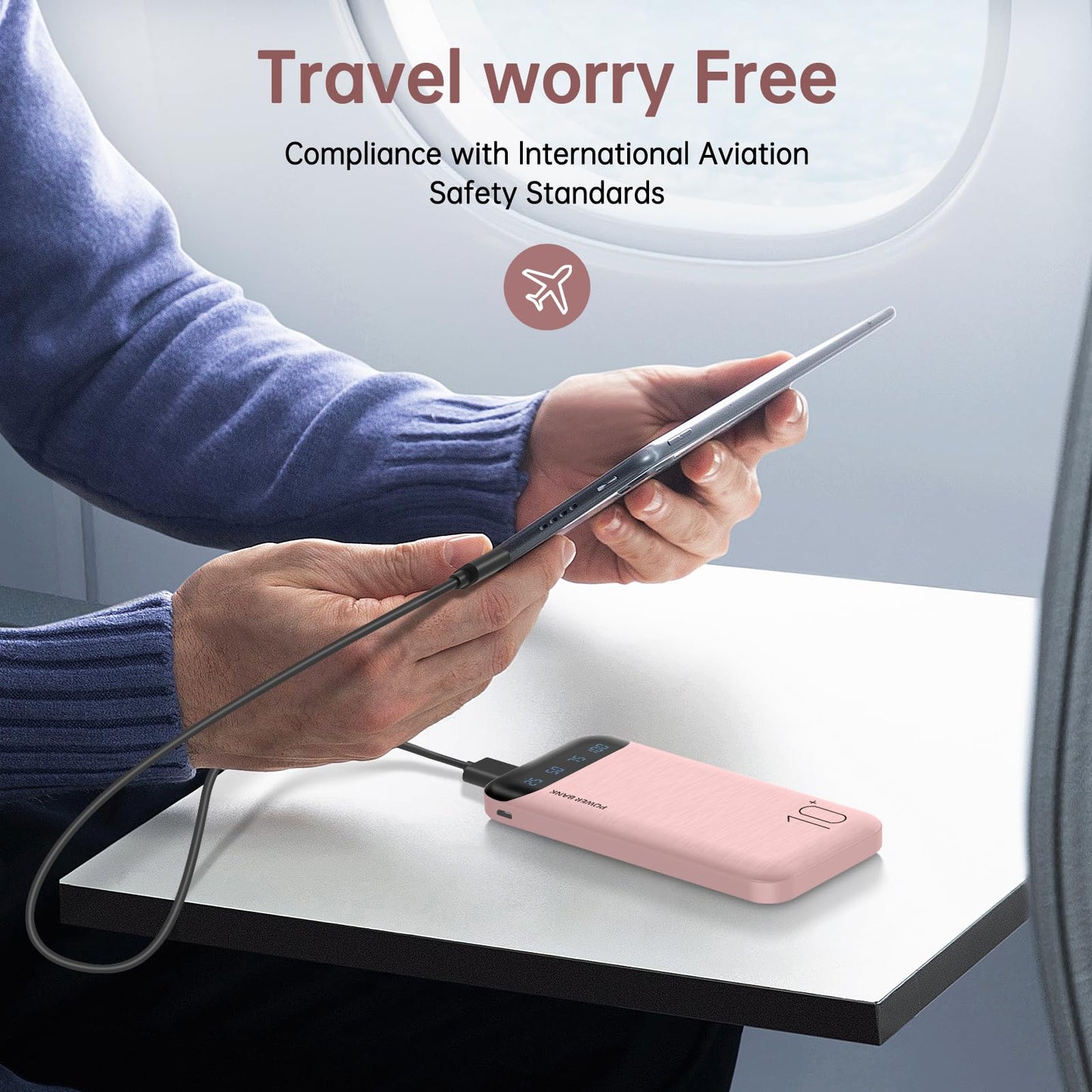 Power Bank 10000mAh Portable Charger Slim Battery Pack USB C