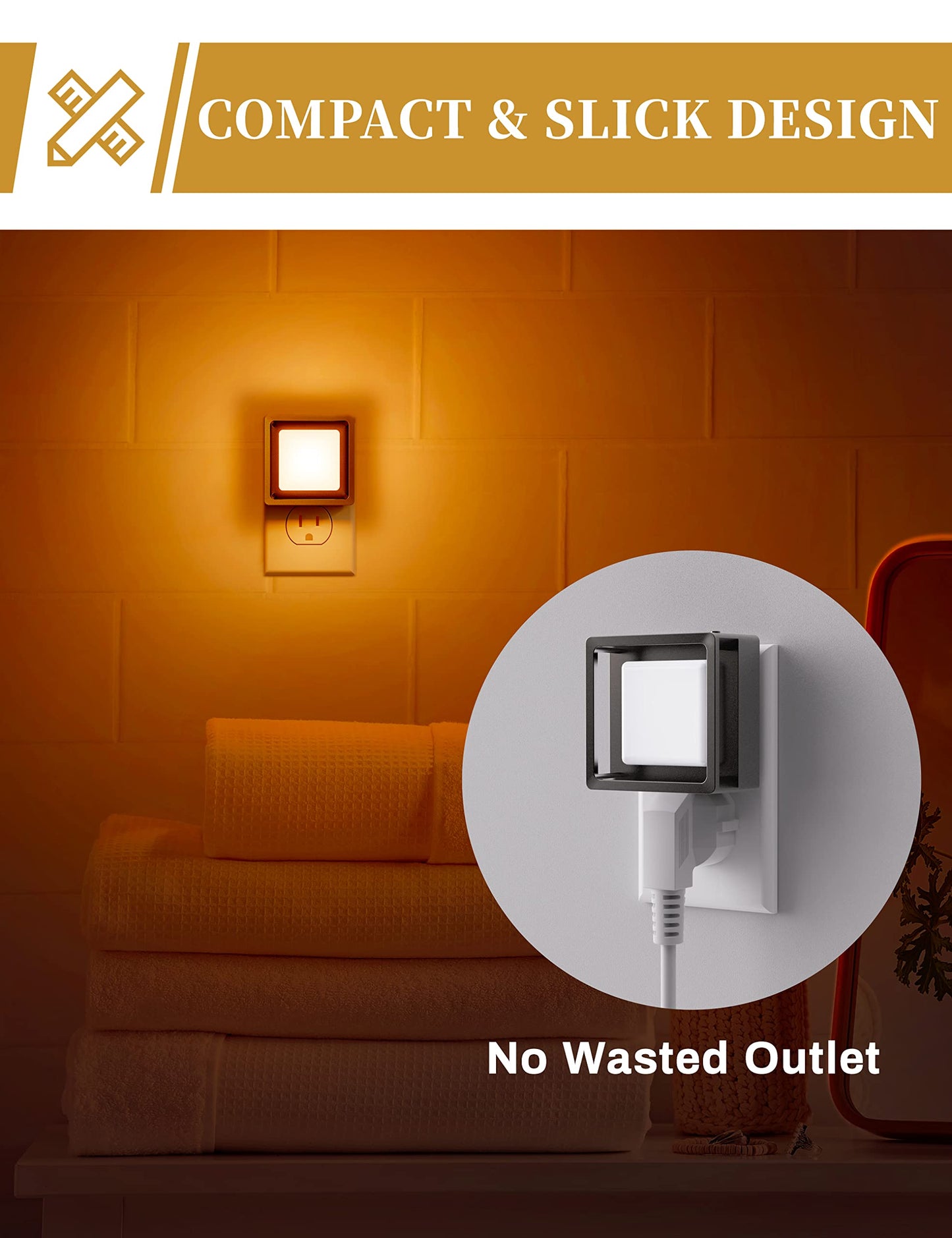 DORESshop LED Night Light 2 Pack Dusk to Dawn Dimmable