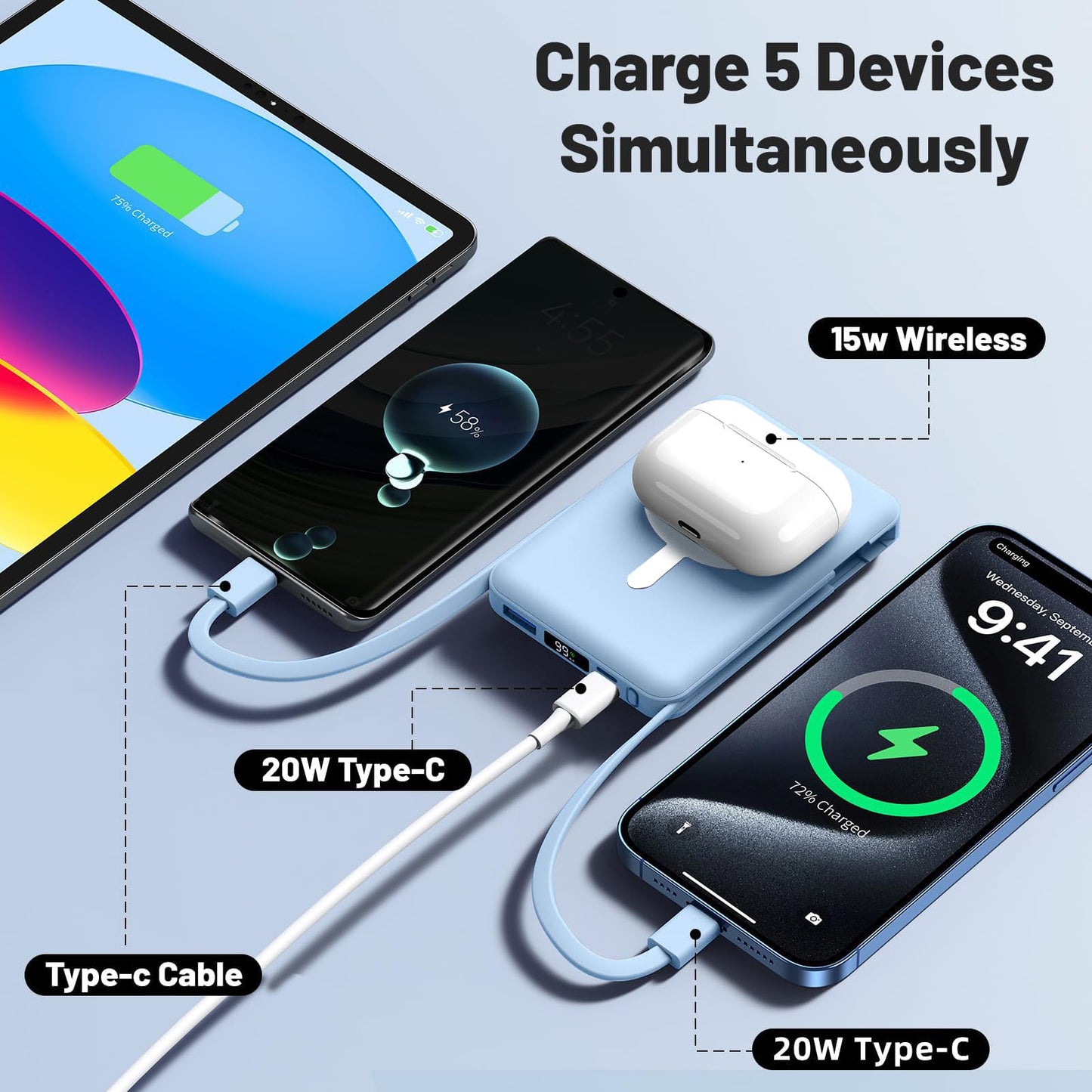 Azmuth 10000mAh Magnetic MagSafe Power Bank With LED Display