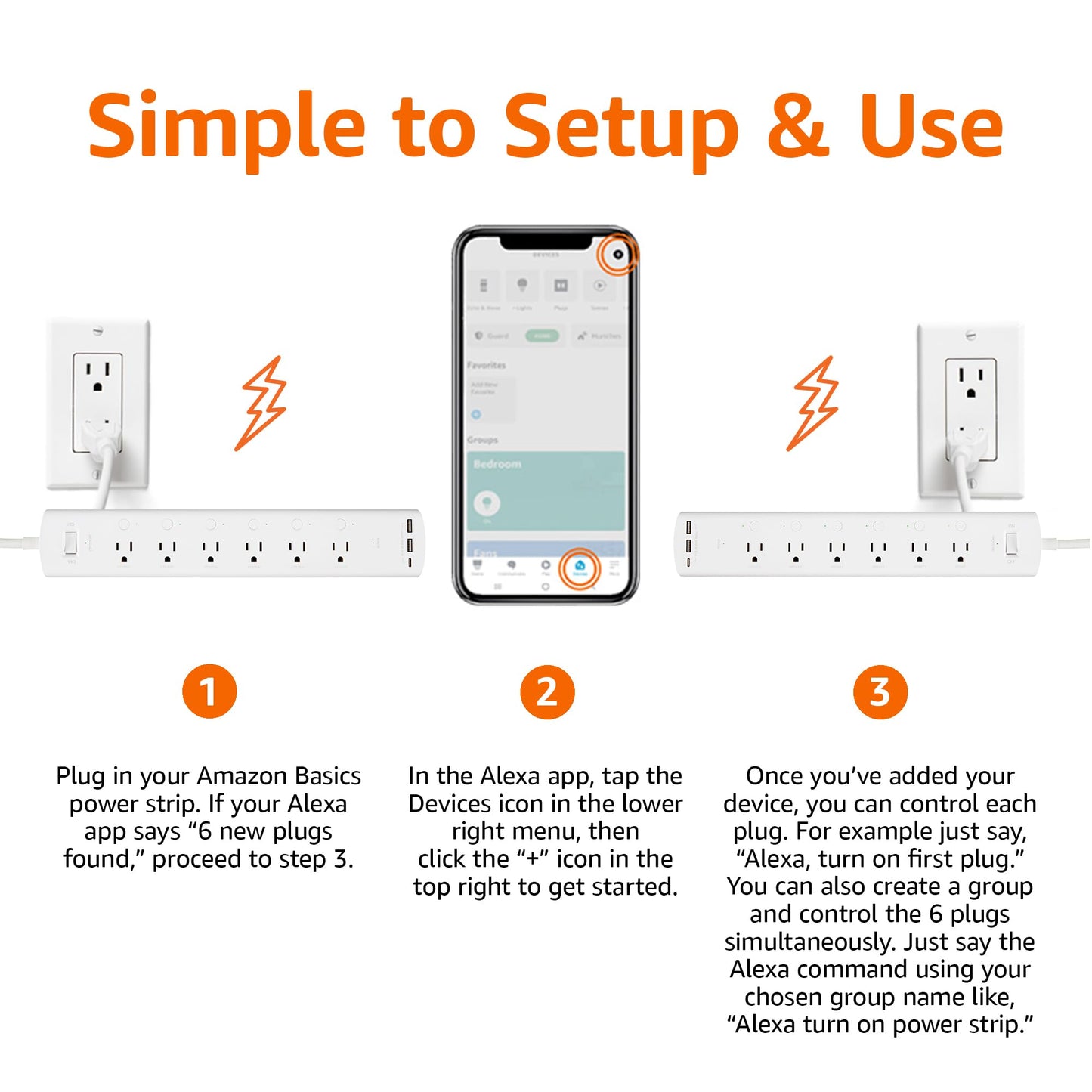 Amazon Basics Smart Power Strip With 3 Independent Outlets