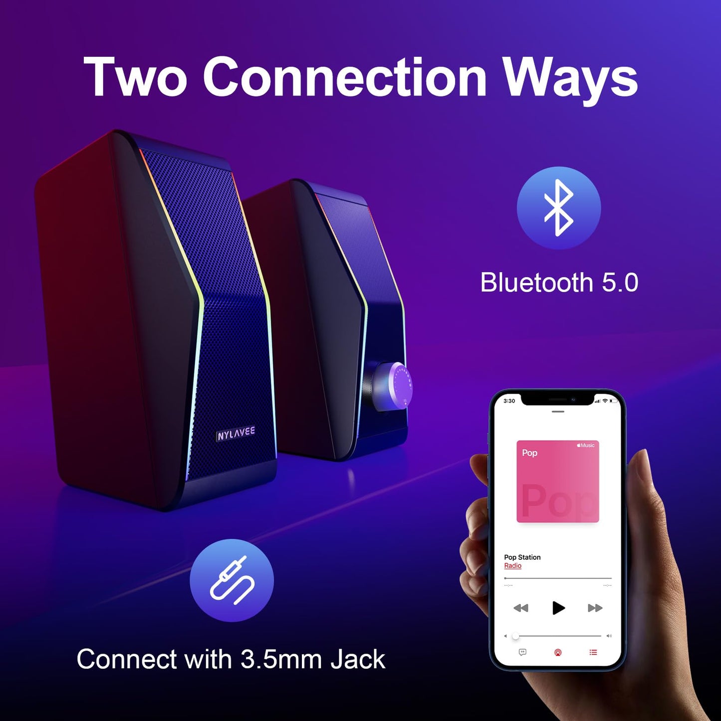 USB Powered Computer Speakers with Bass Boost and Lighting Modes