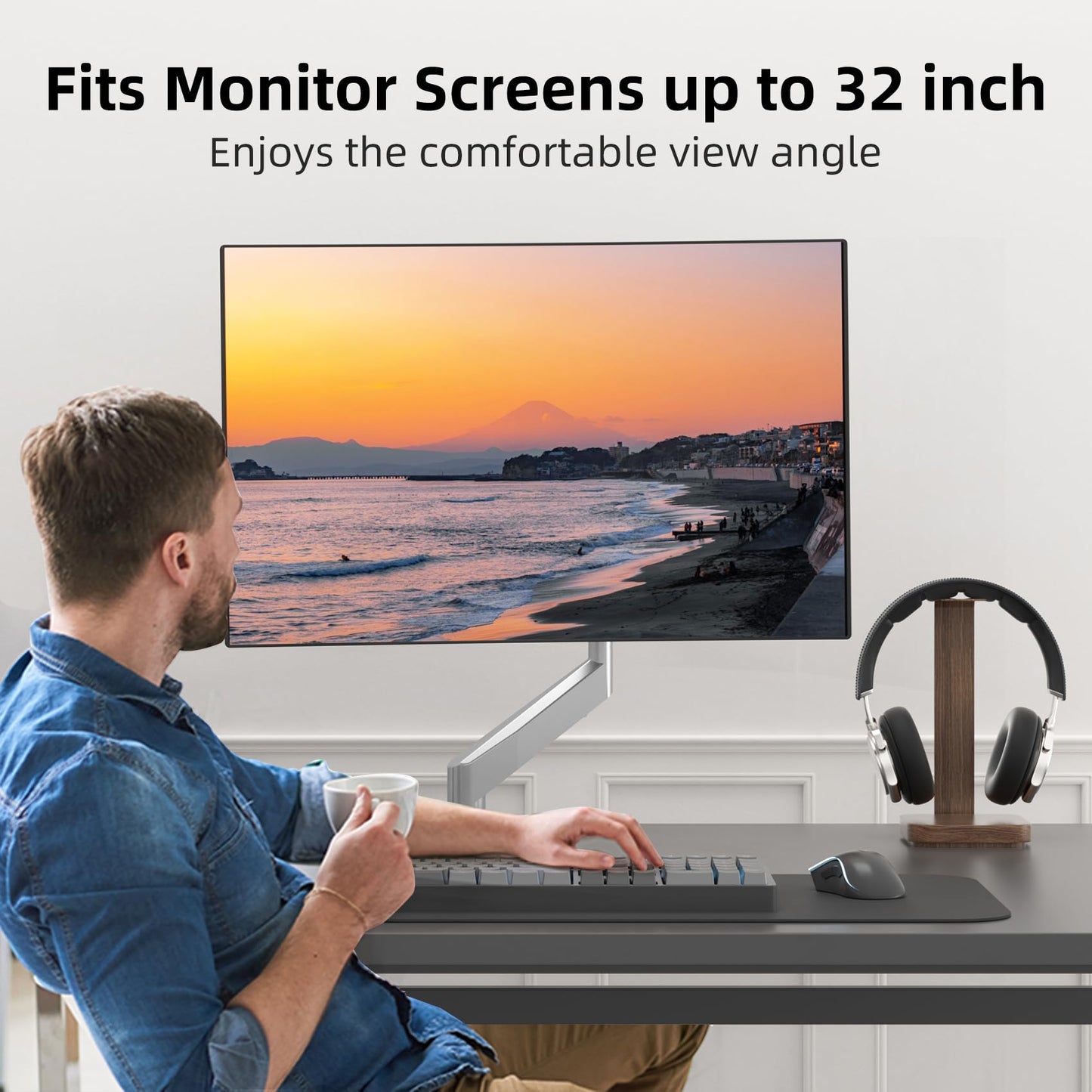 Suptek Gas Spring Monitor Arm Desk Mount Fits 17 to 32 Inch