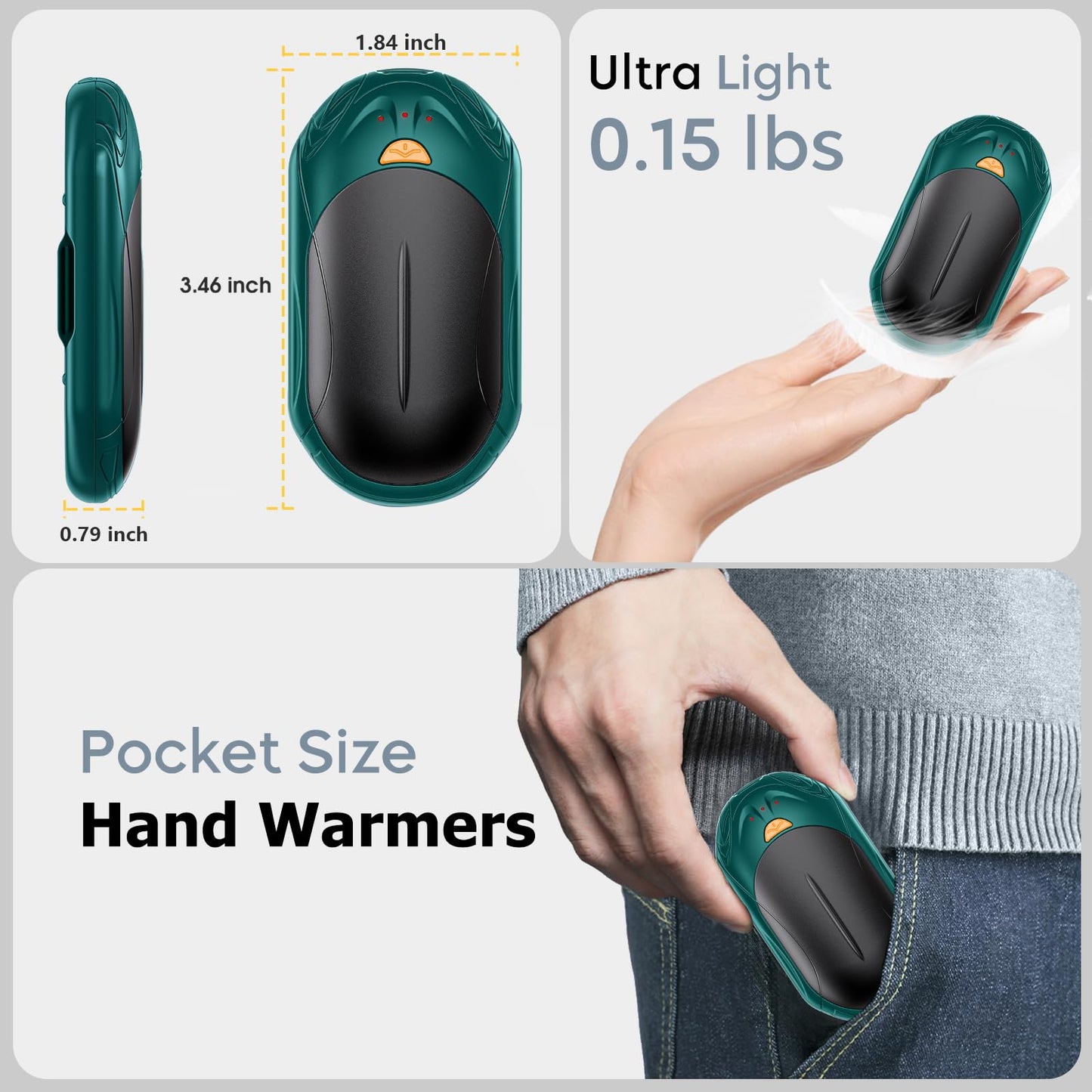 AI Hand Warmers 2 Pack Rechargeable Portable Pocket Heaters