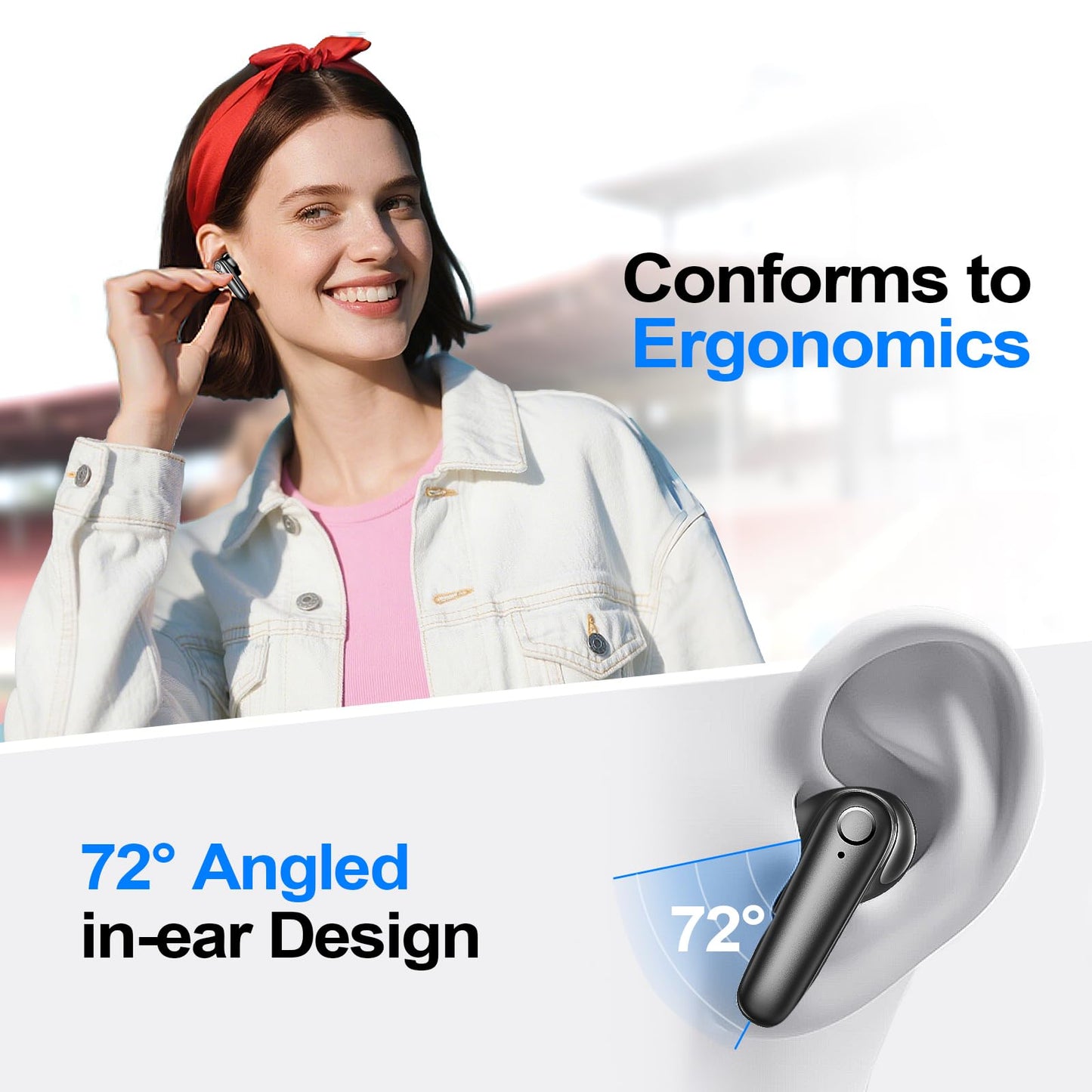 Kurdene Wireless Ear Buds Bluetooth 5.4 Bass Earphones