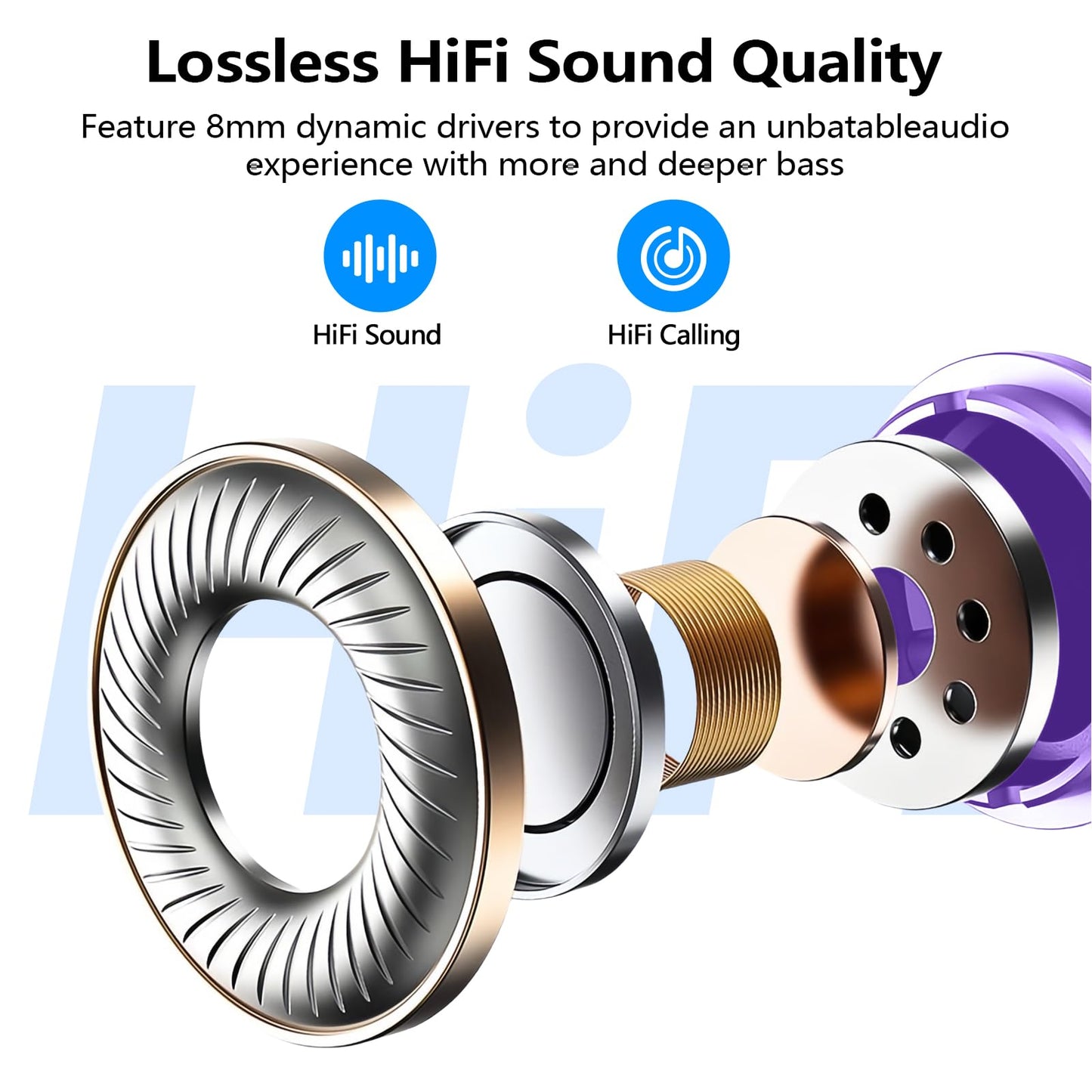 Kurdene True Wireless Earbuds Bluetooth 5.3 Lightweight Bass