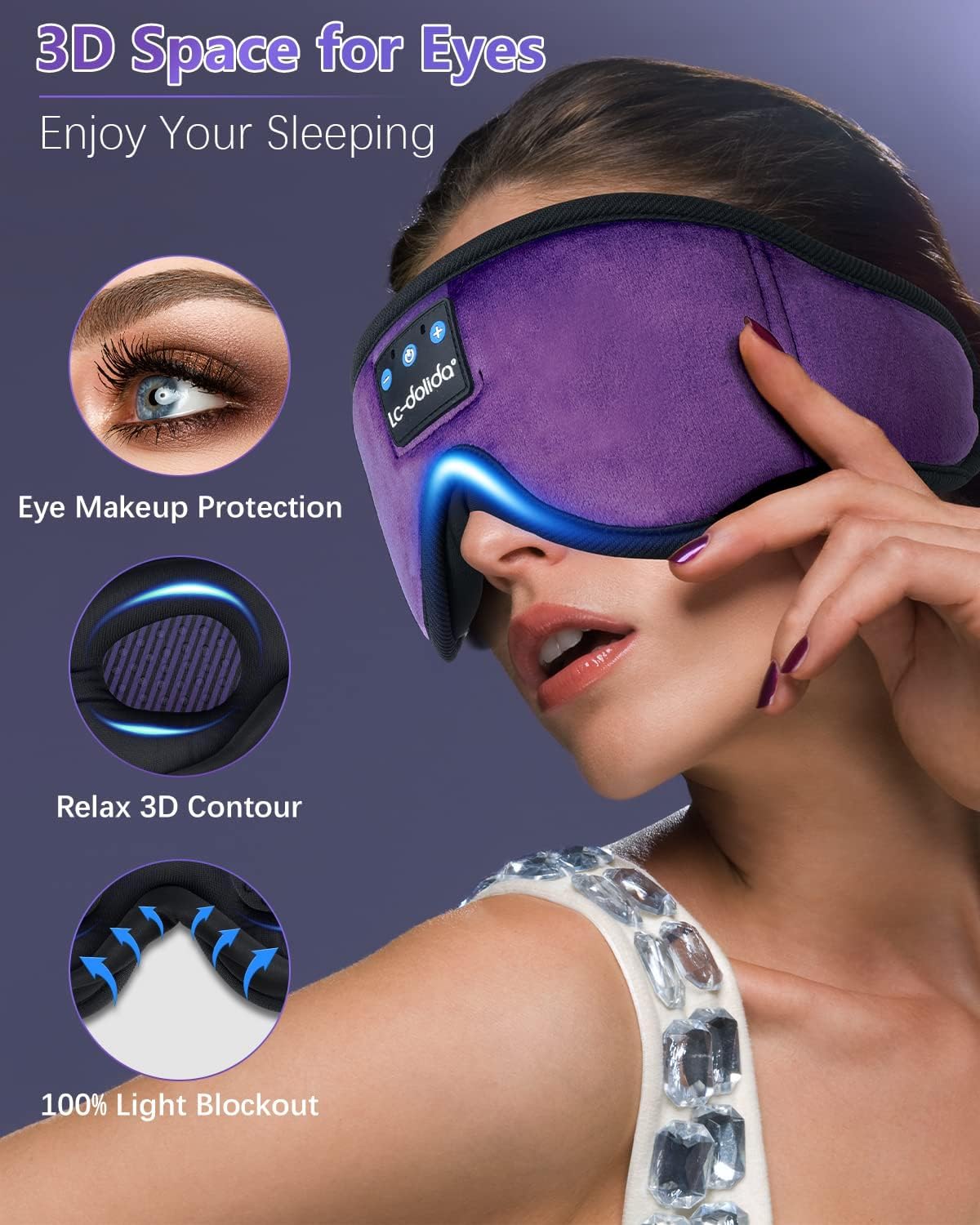 Sleep Headphones Bluetooth Eye Mask for Side Sleepers