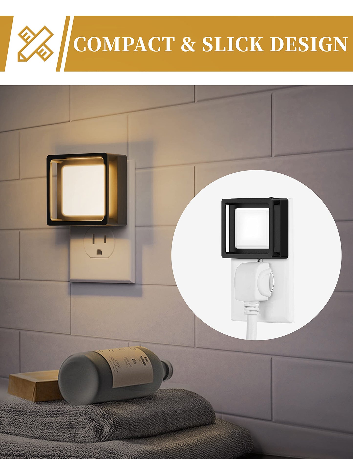 DORESshop LED Night Light 2 Pack Dusk to Dawn Dimmable