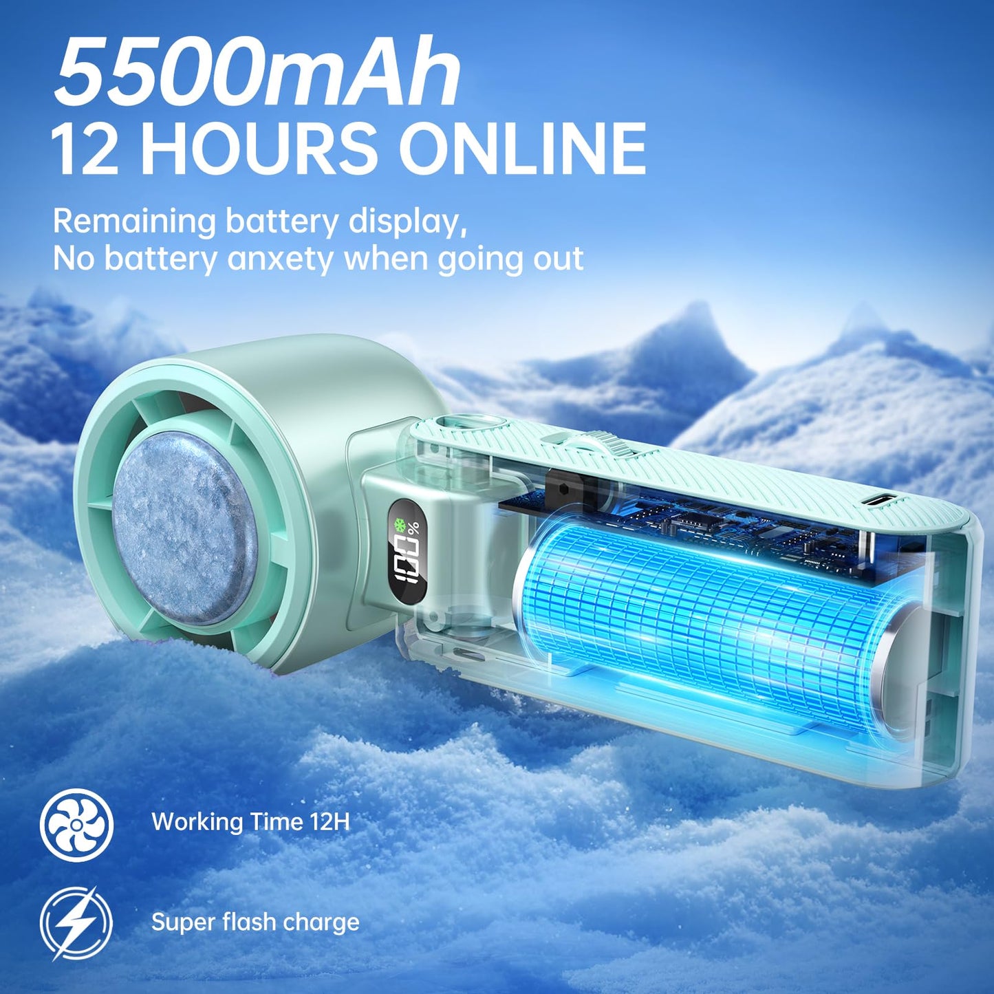 Handheld Portable Fan Ice Cooler 20000 RPM Turbo Purple