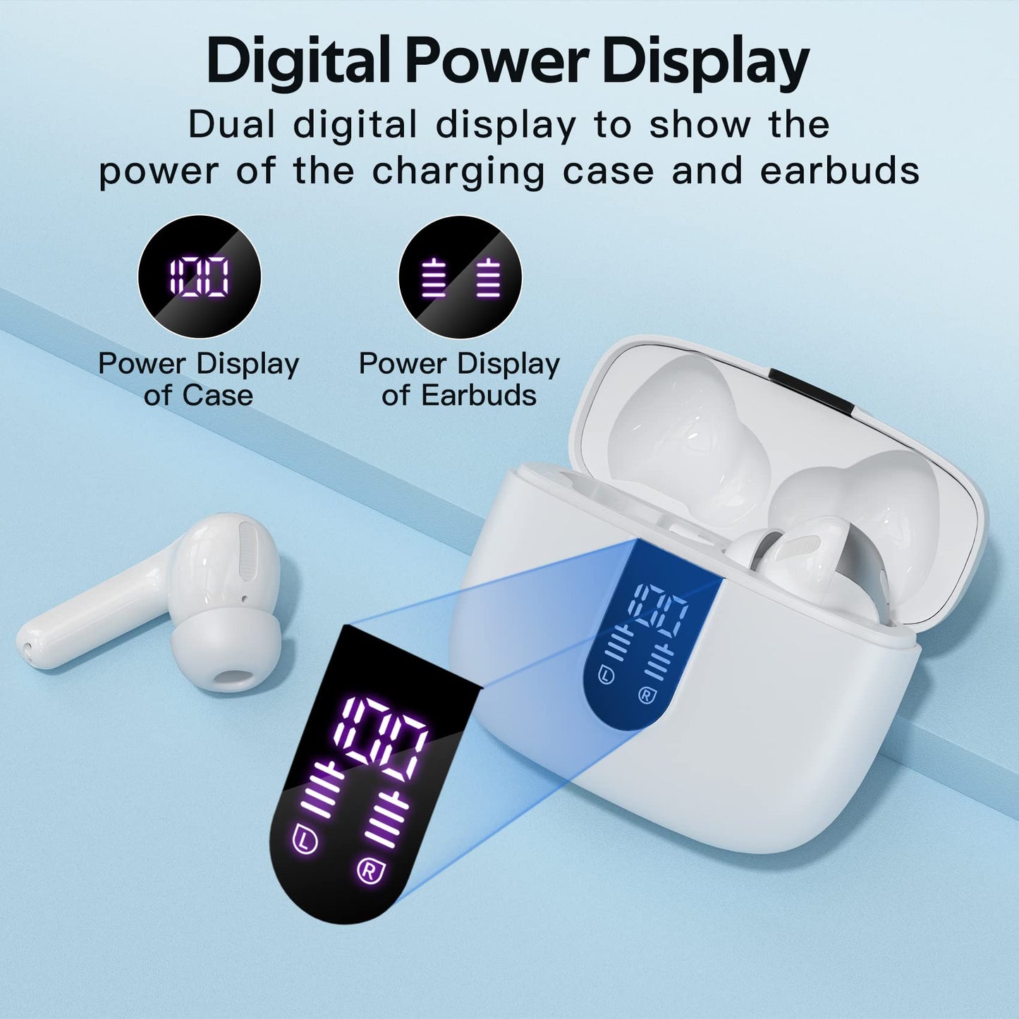 Tagry Bluetooth Earbuds True Wireless LED Power Display Case