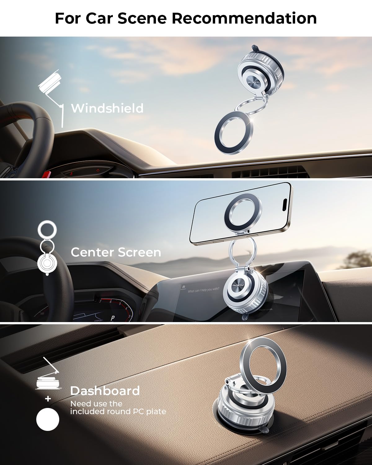 Dimoncoat 2026 Upgraded Metal 360 Degree Vacuum Phone Mount