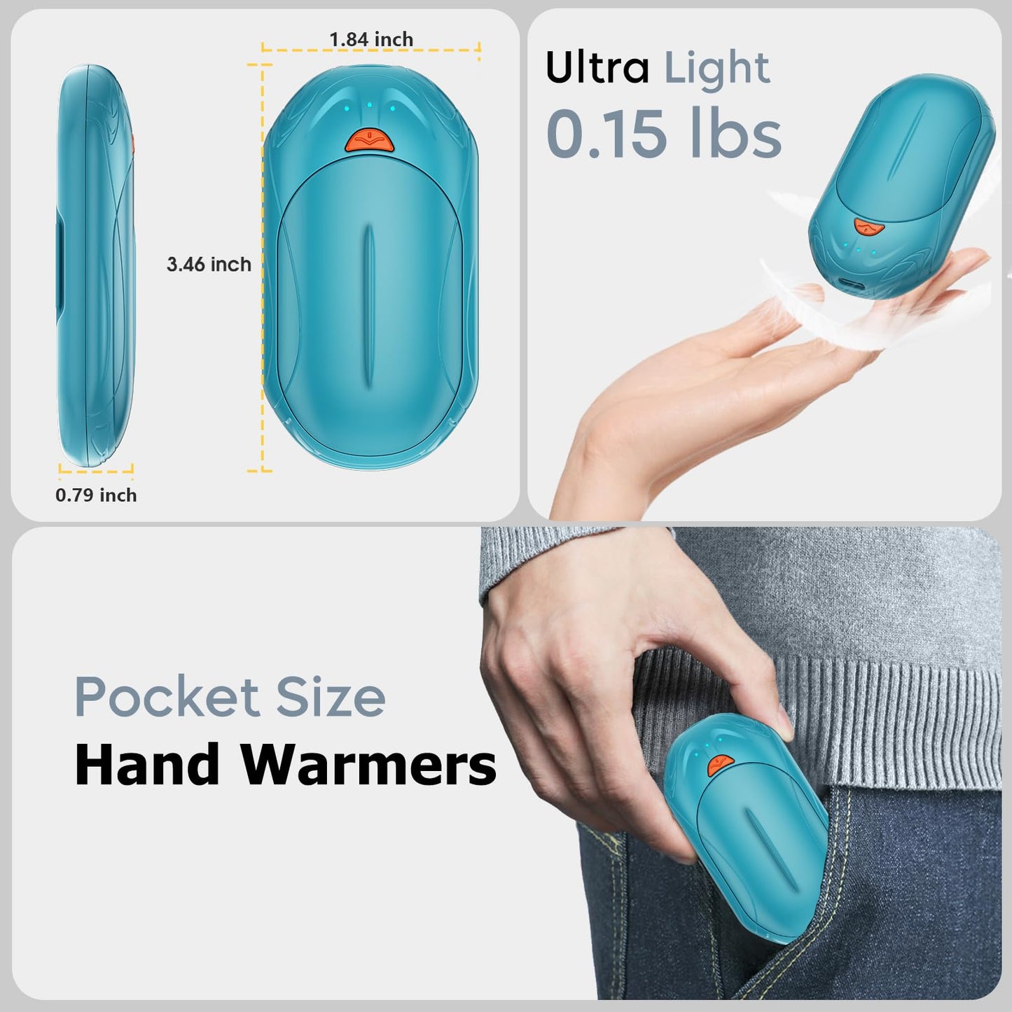 AI Hand Warmers 2 Pack Rechargeable Portable Pocket Heaters