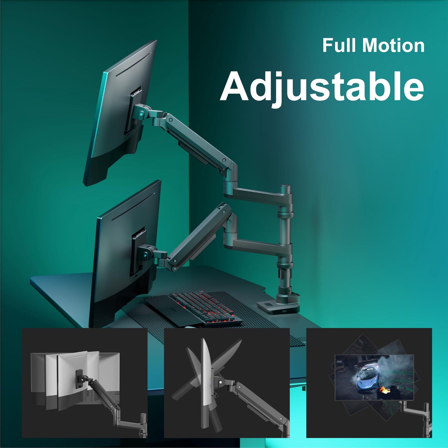 Wali Dual Monitor Stand With Gas Spring 17 to 32 Inches