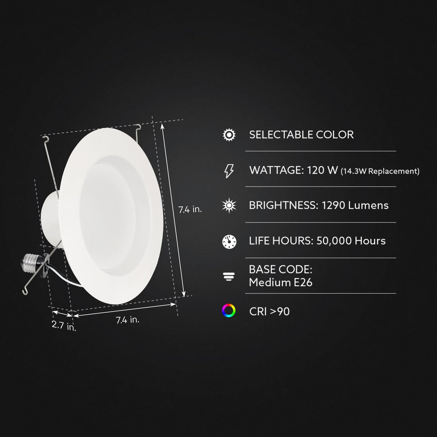 Energy Efficient LED Downlight Retrofit Kit with Adjustable Trim
