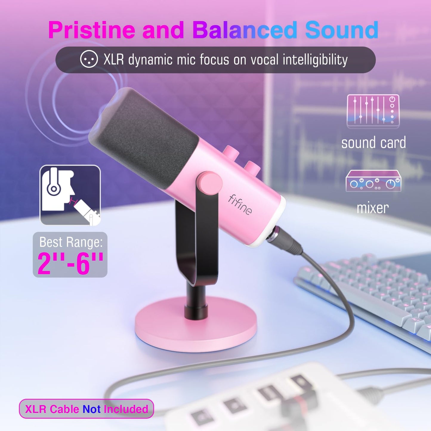 FIFINE USB XLR Dynamic Microphone AM8 Mute Button RGB Light
