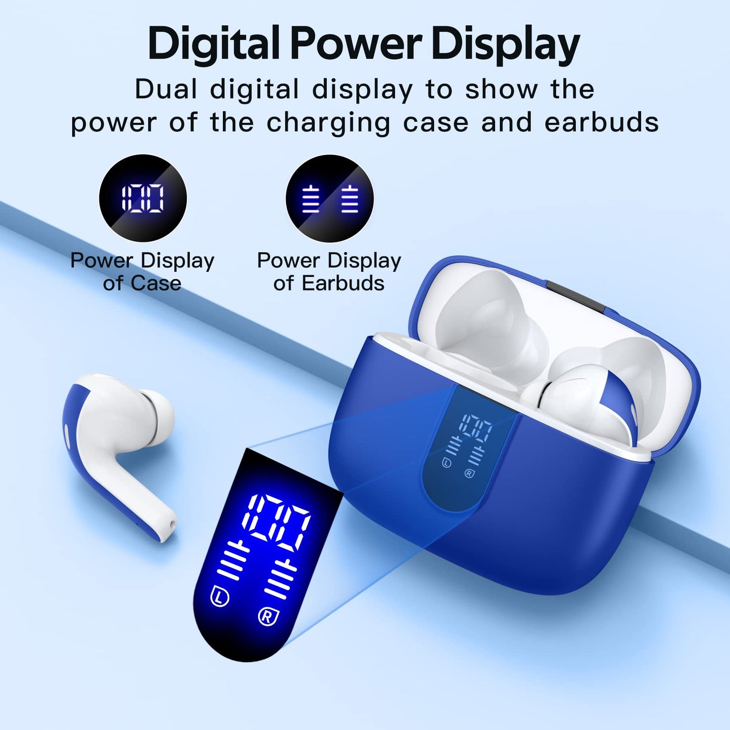 Tagry Bluetooth Earbuds True Wireless LED Power Display Case