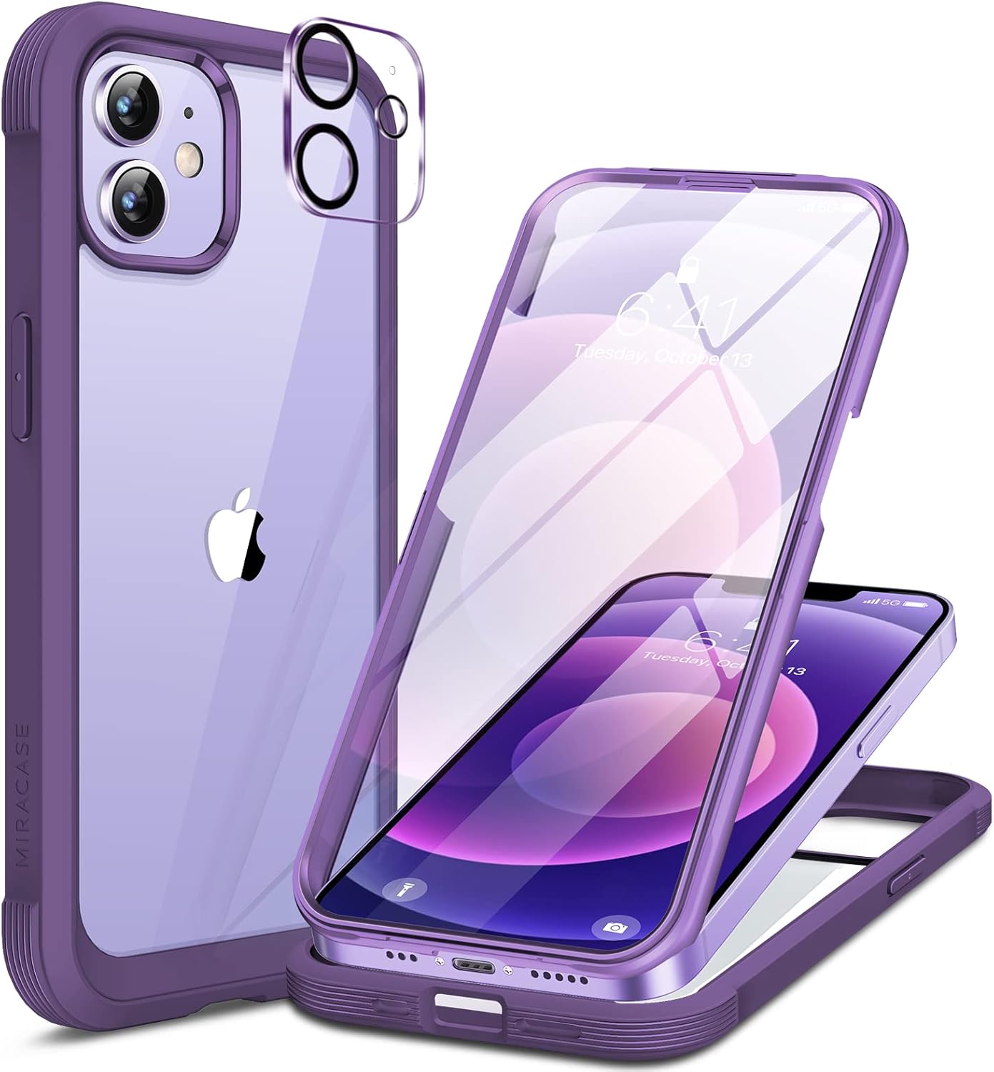 Miracase Glass Series iPhone 11 Rugged Case 6.1 9H Purple