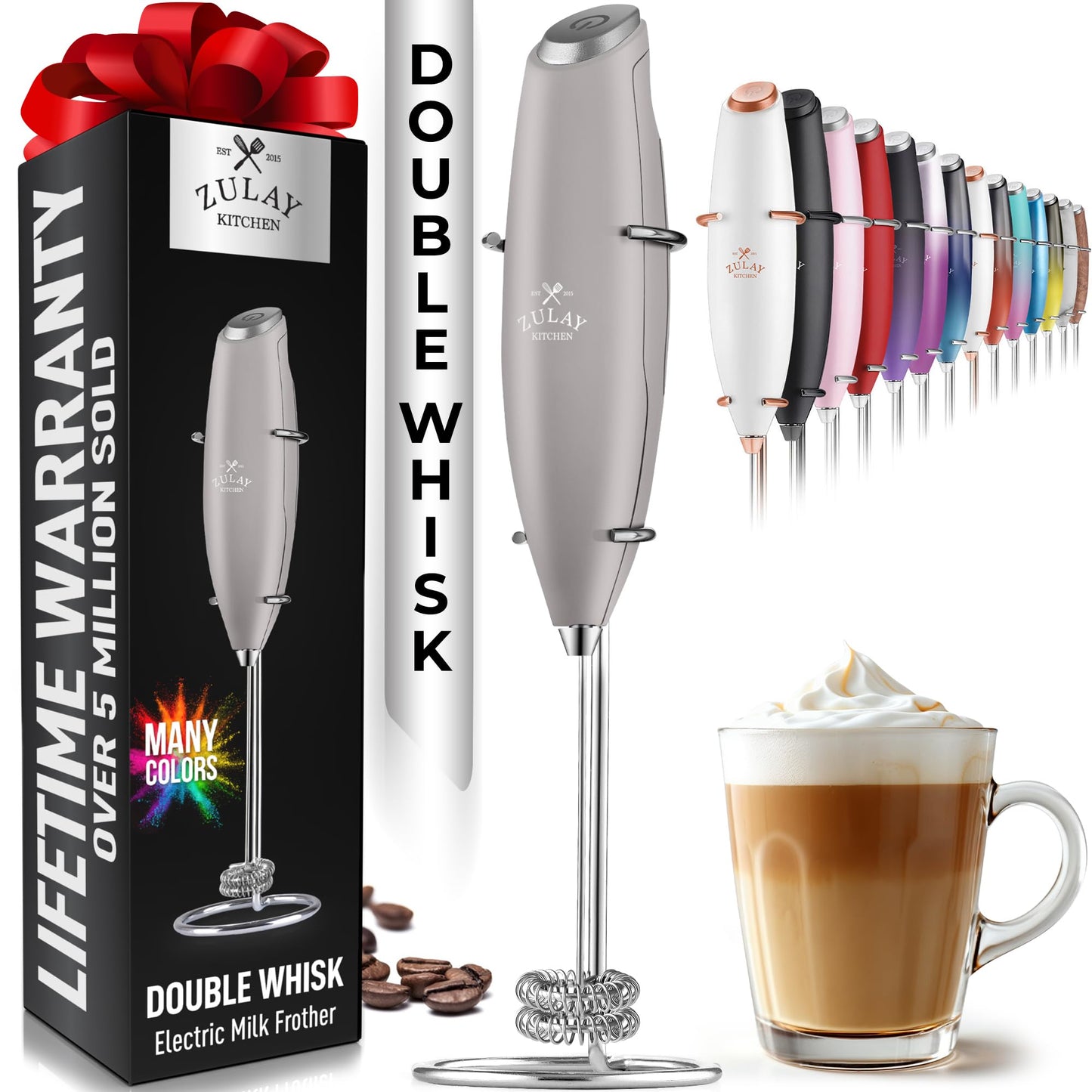 Zulay Milk Frother Wand Handheld Electric Whisk For Coffee