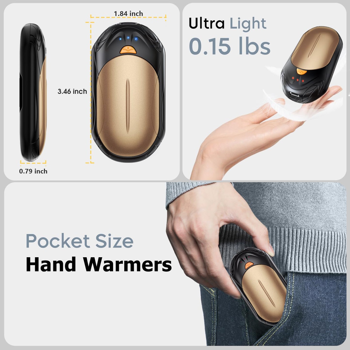AI Hand Warmers 2 Pack Rechargeable Portable Pocket Heaters