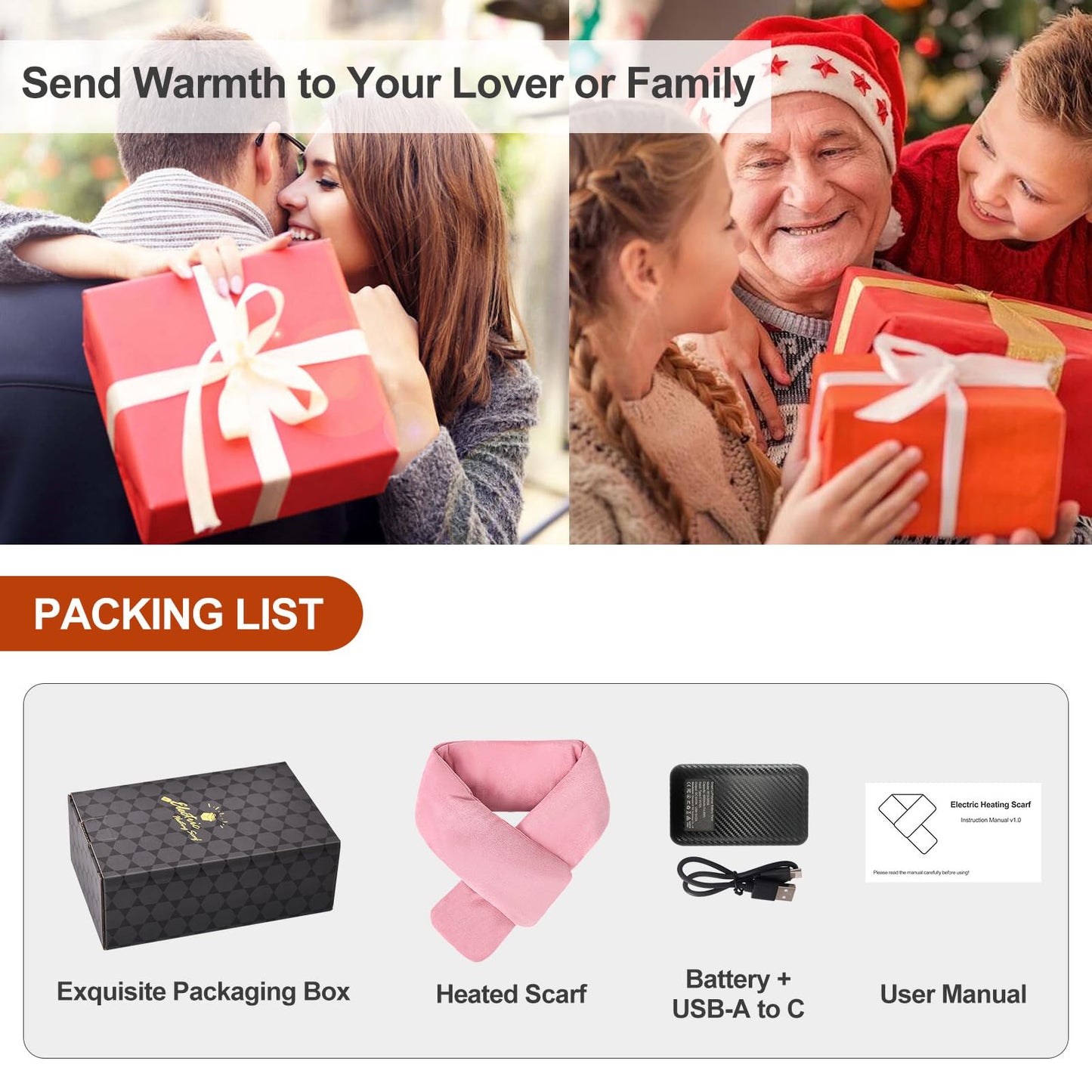Heated Scarf for Women and Men Neck Warmer with Power Bank