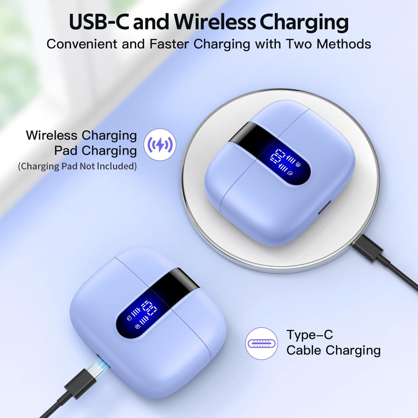 Tagry Bluetooth Earbuds True Wireless LED Power Display Case