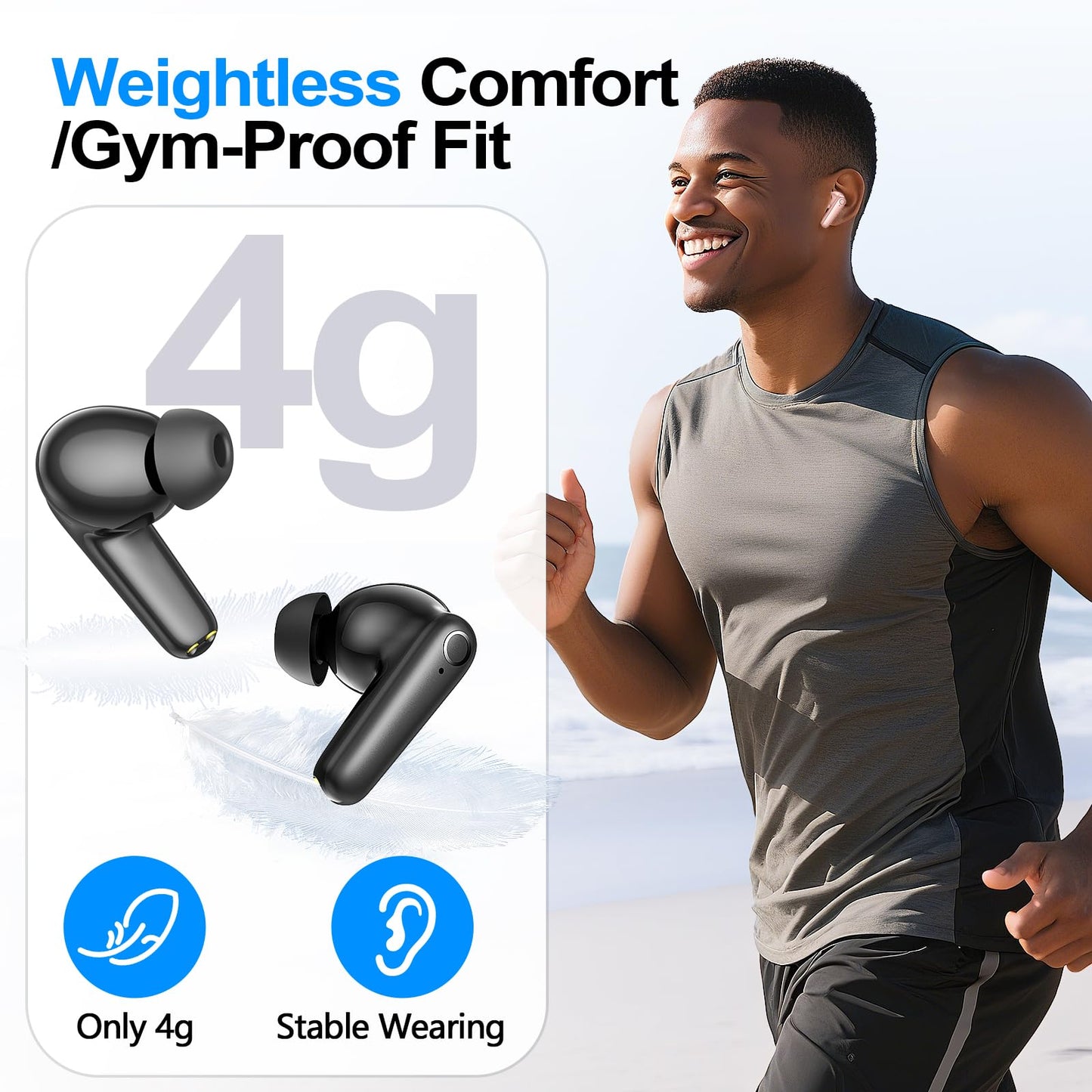 Kurdene Wireless Ear Buds Bluetooth 5.4 Bass Earphones
