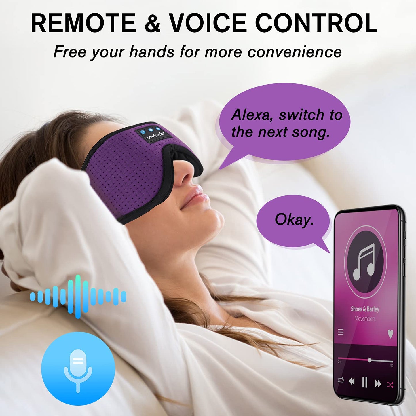 Sleep Headphones Bluetooth Eye Mask for Side Sleepers