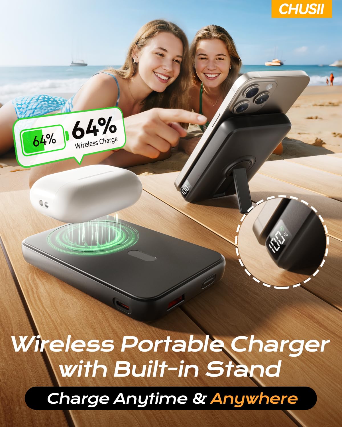 MagSafe 12000mAh Wireless Magnetic Power Bank PD 20W Stand