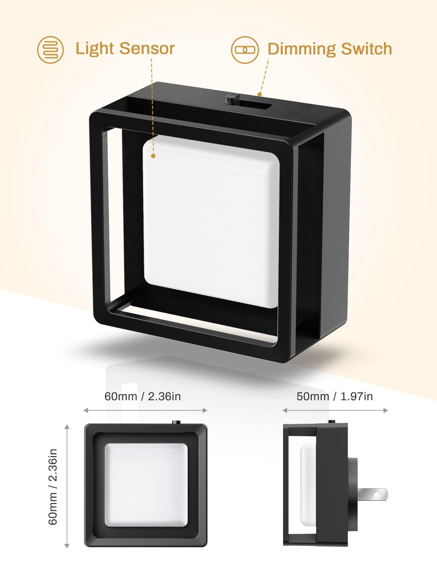DORESshop LED Night Light 2 Pack Dusk to Dawn Dimmable