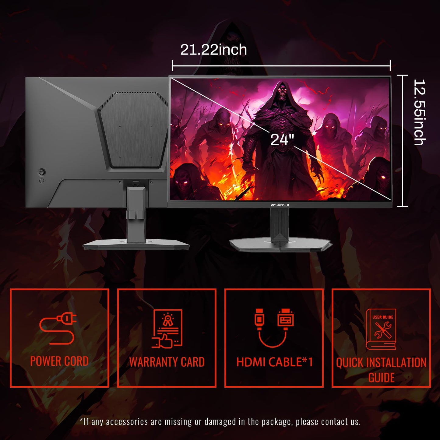 Sansui 27 Inch WQHD Gaming Monitor 180Hz 1ms DP HDMI HDR