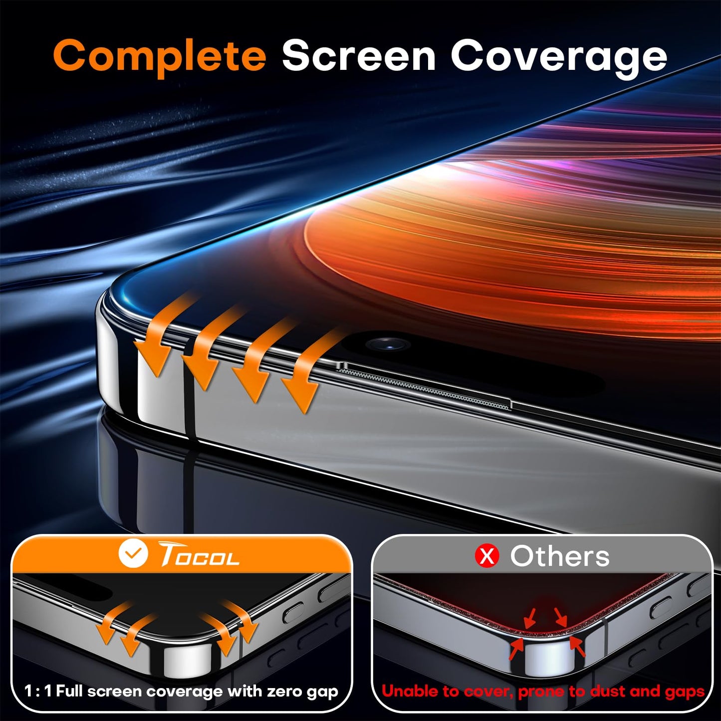 TOCOL iPhone 17 Pro Max Screen Protector 6.9 Inch Glass