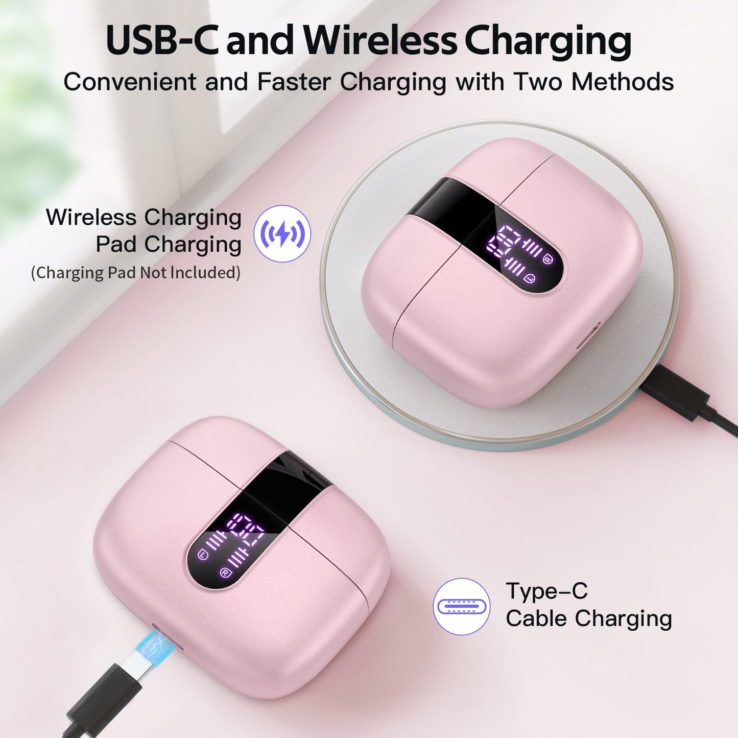 Tagry Bluetooth Earbuds True Wireless LED Power Display Case