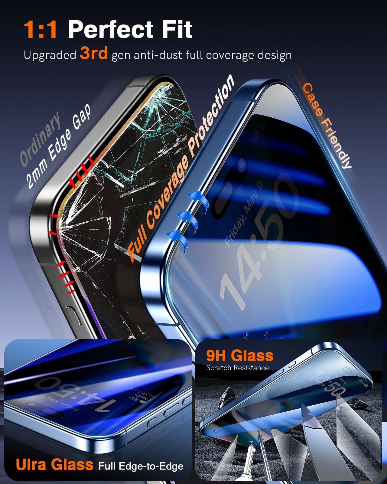 LK 2 Tempered Glass Screen Protector For iPhone 17 Pro Max