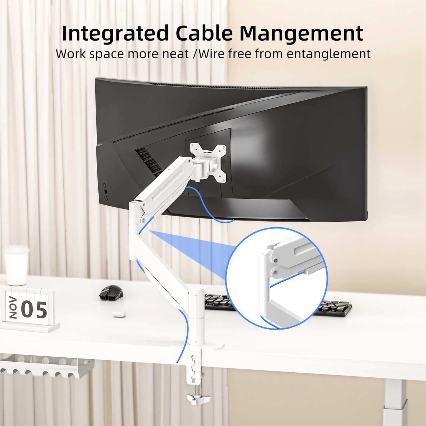 Suptek Gas Spring Monitor Arm Desk Mount Fits 17 to 32 Inch