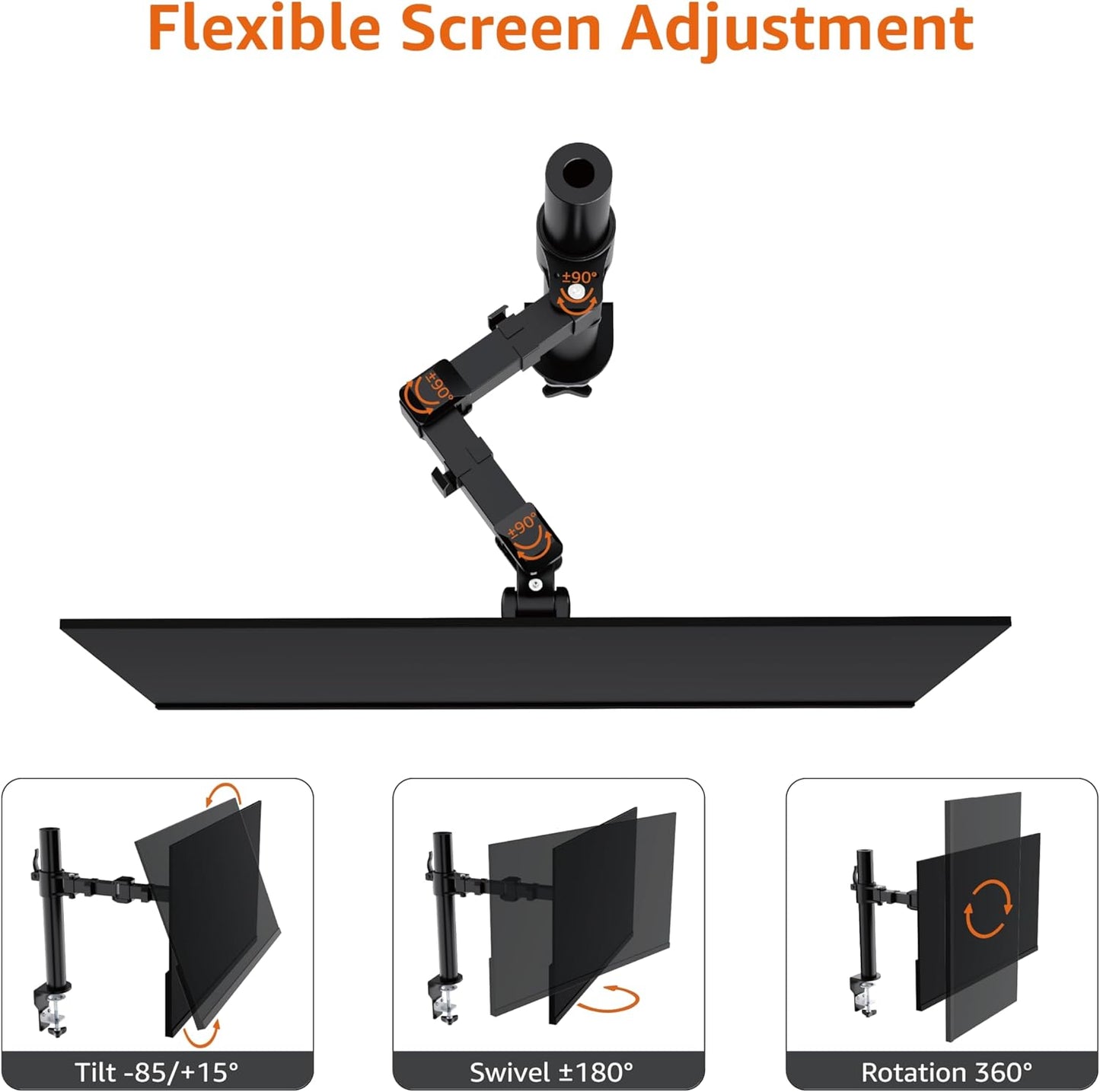 Amazon Basics Single Computer Monitor Stand Tilt Rotation