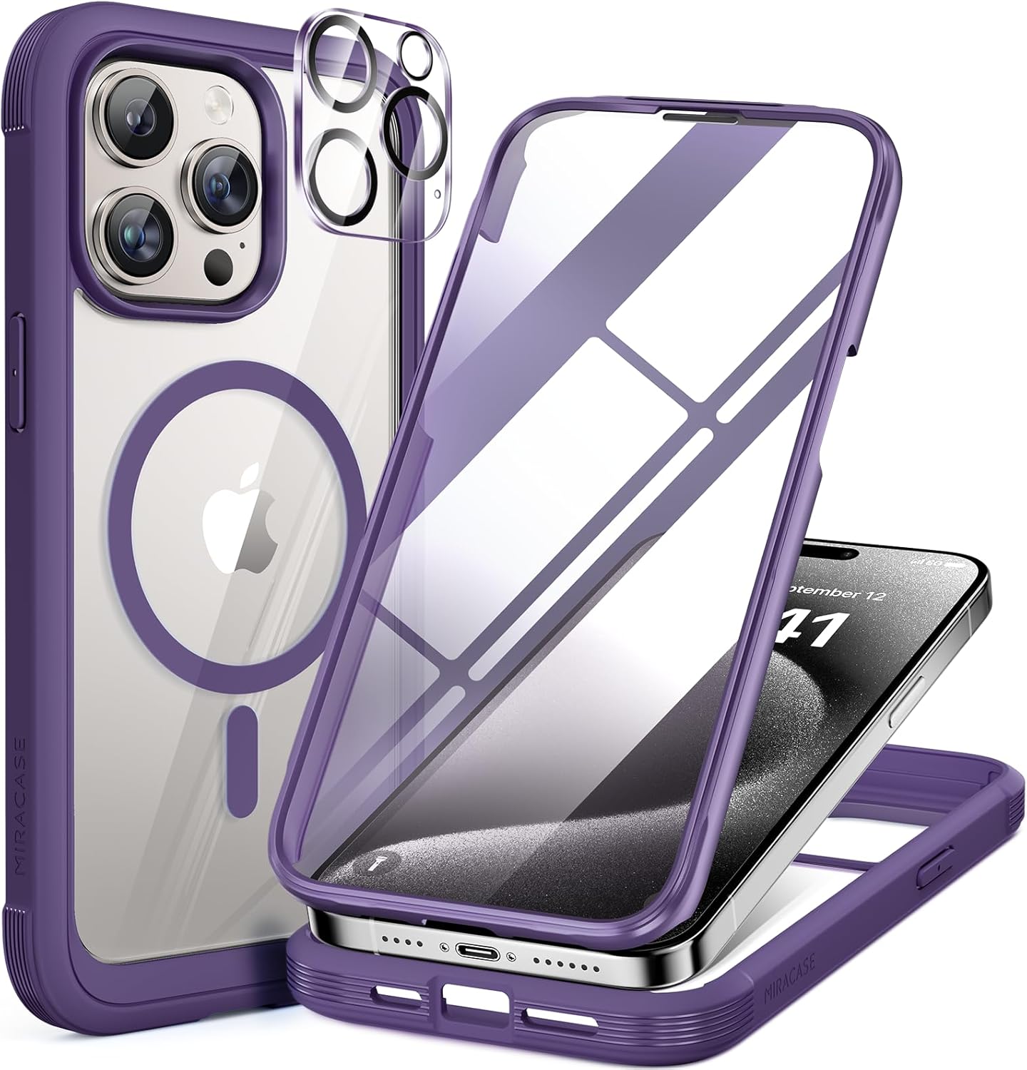 Miracase Glass Series iPhone 11 Rugged Case 6.1 9H Purple
