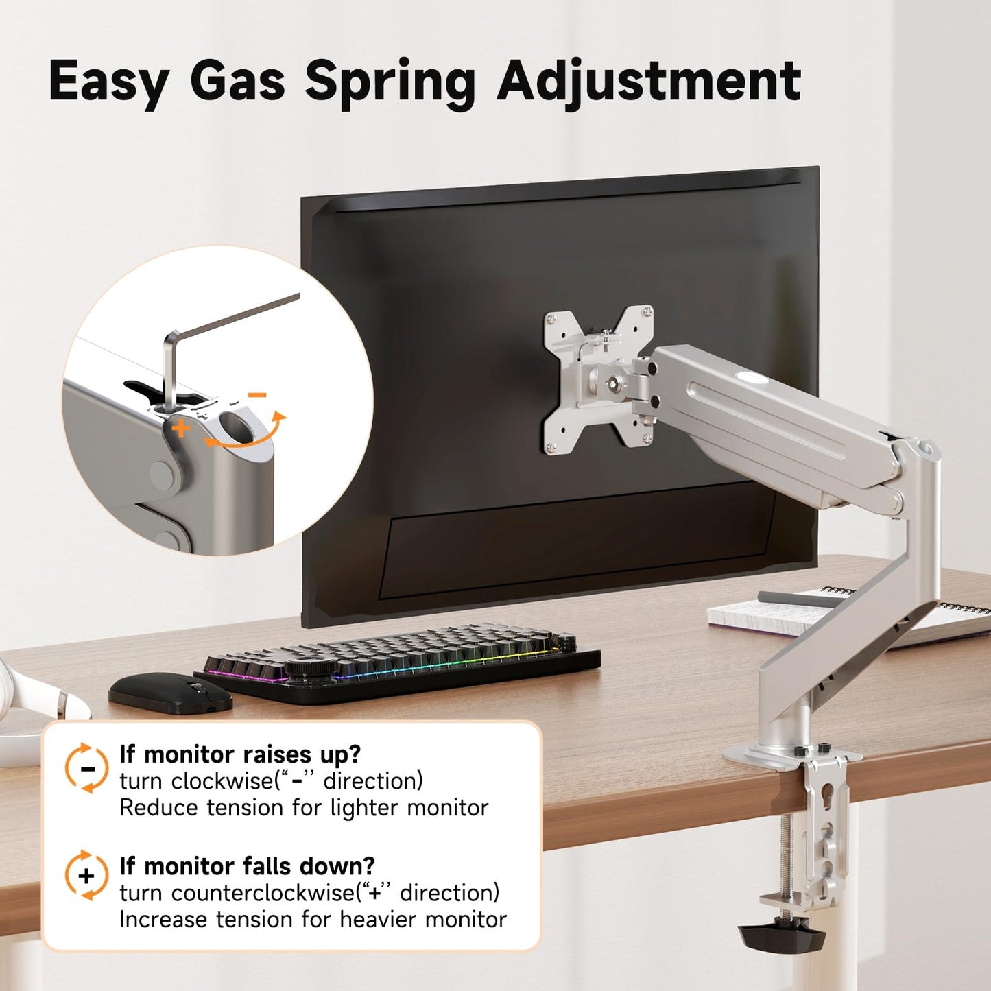Suptek Gas Spring Monitor Arm Desk Mount Fits 17 to 32 Inch