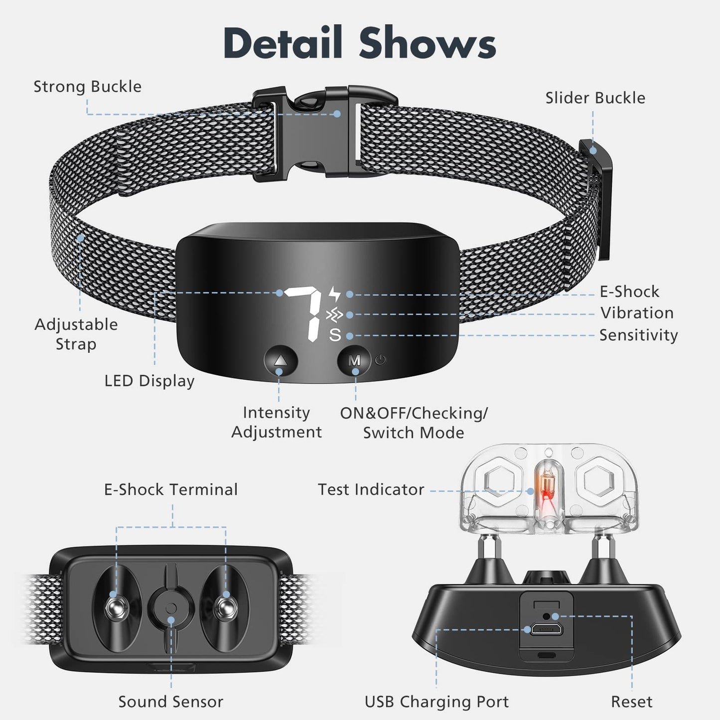 Rechargeable Anti Barking Collar for Dogs with Adjustable Sensitivity