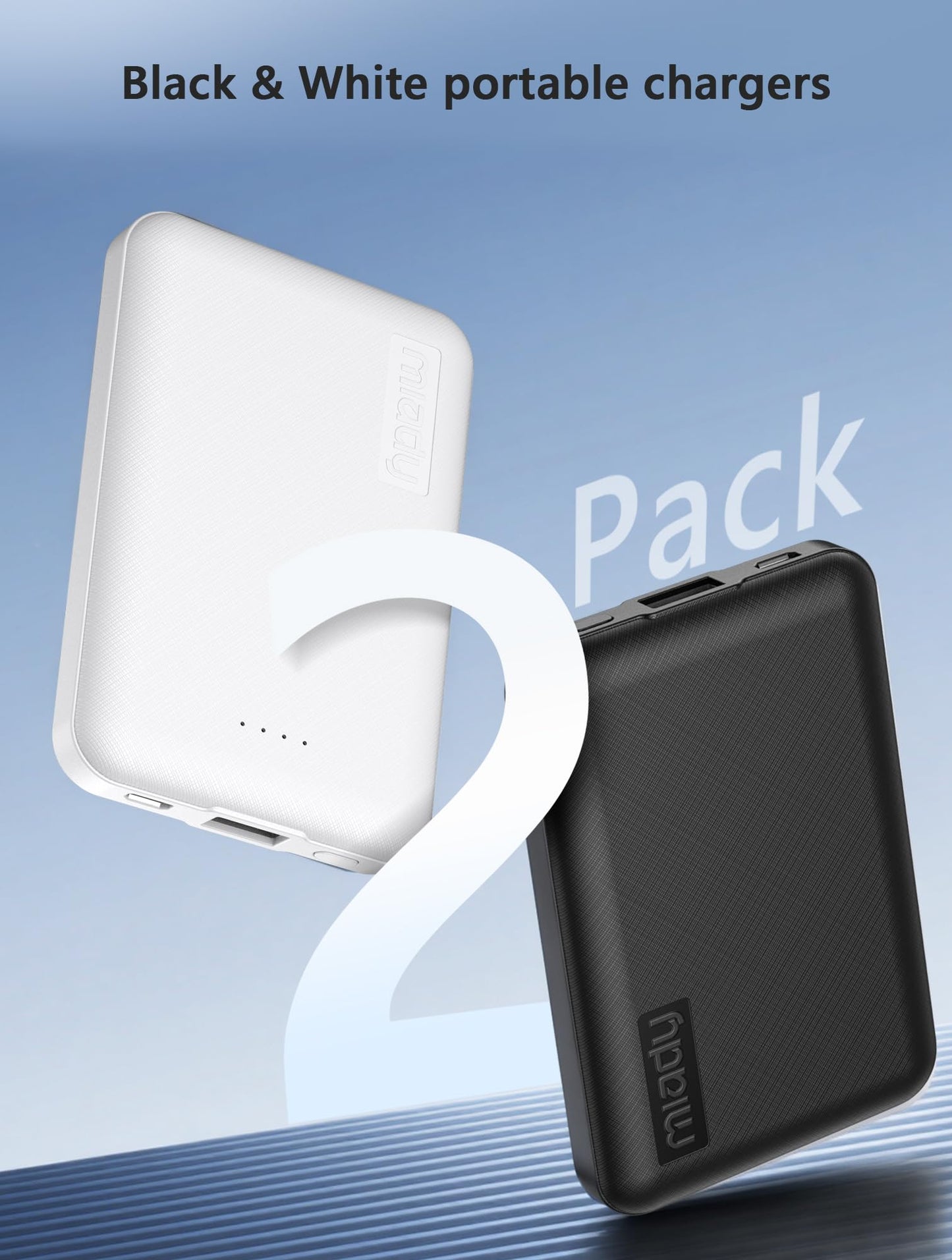 Miady 2 Pack 5000mAh Mini Portable Charger 5V USB C Output