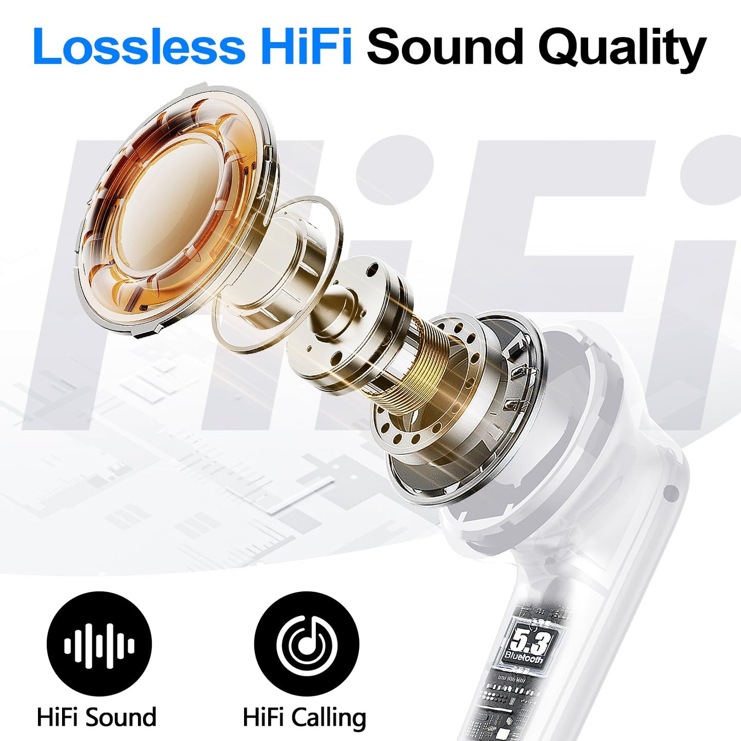 Kurdene Wireless Ear Buds Bluetooth 5.4 Bass Earphones