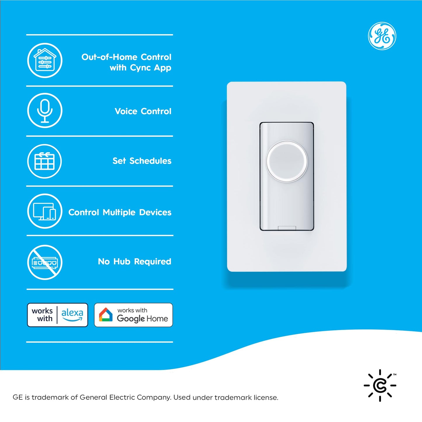 GE CYNC Smart Light Switch No Neutral Wire Required
