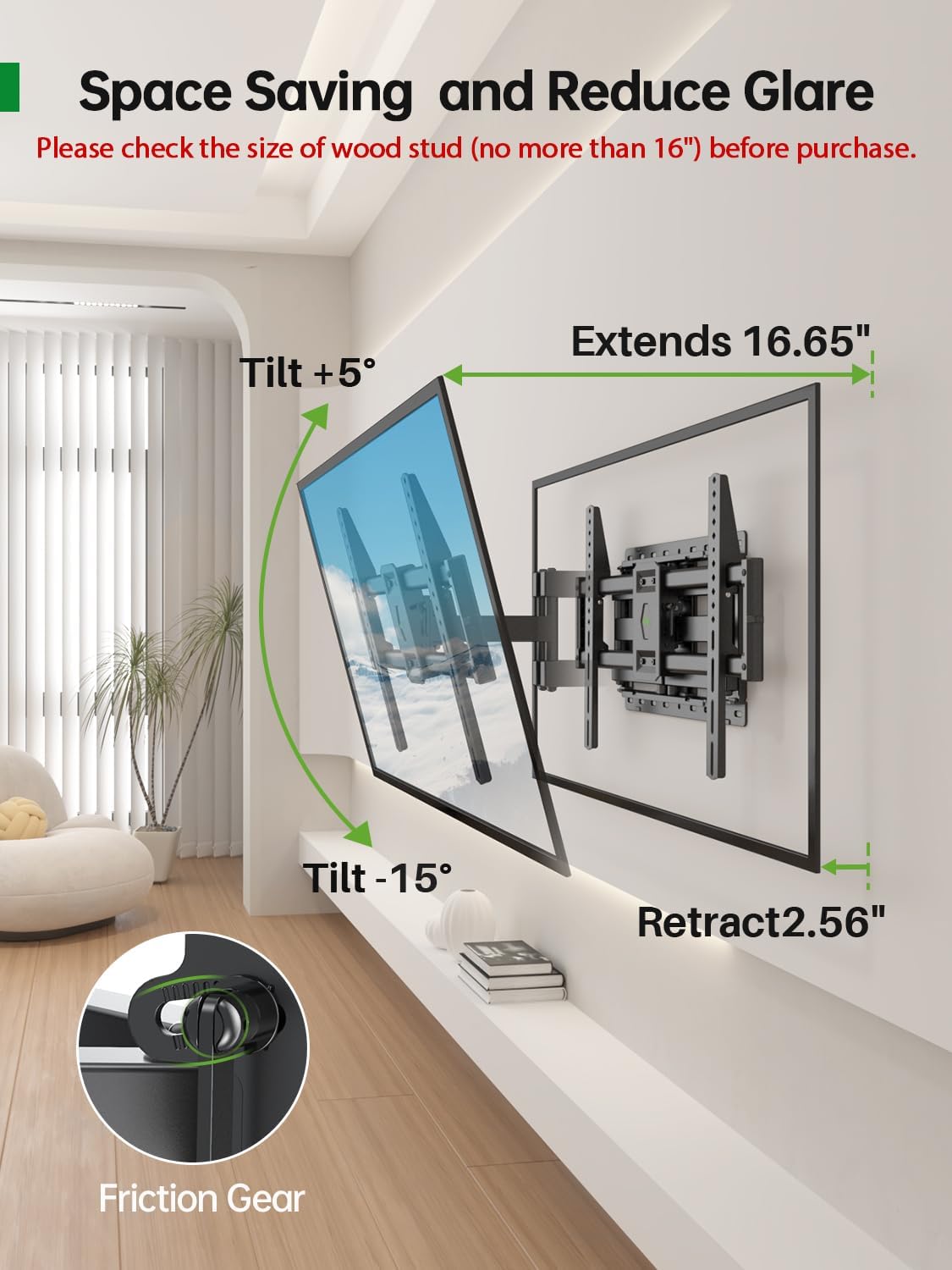 USX Mount Full Motion TV Wall Mount for 42 to 86 Inch TVs